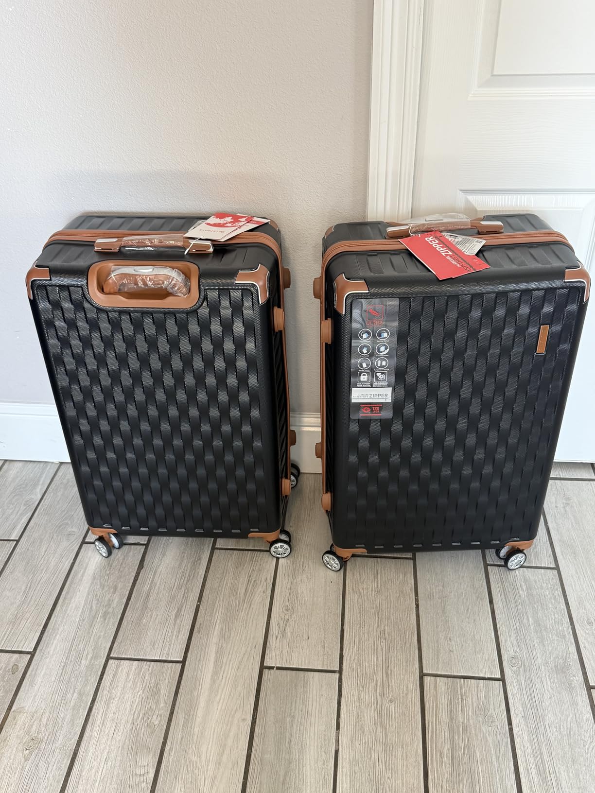 Melalenia Luggage Sets 7 Piece Suitcase Set, Hard Shell Carry on Luggage Travel Suitcases with Spinner Wheels and TSA Lock, Lightweight Luggage Set for Women, Black Brown customer photo 1