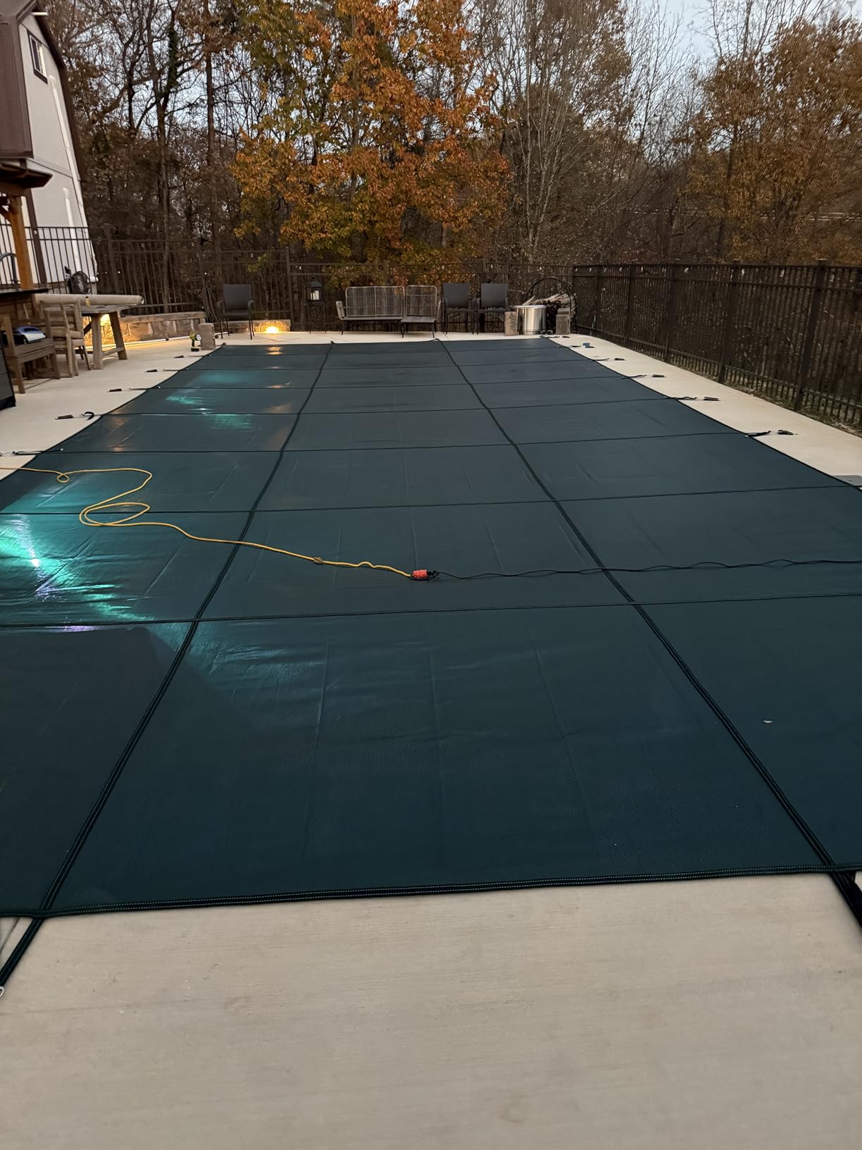 Inground Pool Cover Safety Fits 15x30ft Rectangle Swimming Pool, Mesh Solid Pool Cover for Inground Pools, Winter Pool Safety Cover Includes Safety Net and Installation Tools Green customer photo 1