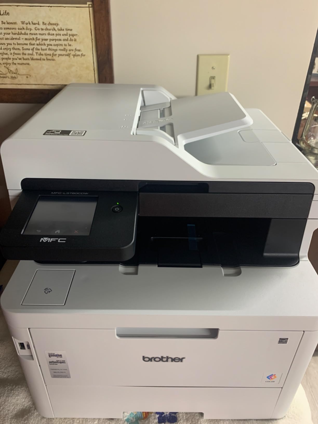 Brother MFC-L3780CDW Wireless Digital Color All-in-One Printer | 31 ppm laser color printer with single-pass duplex copy & scan, dual-band Wi-Fi, Gigabit Ethernet, NFC reader, Works w/ Alexa customer photo 2