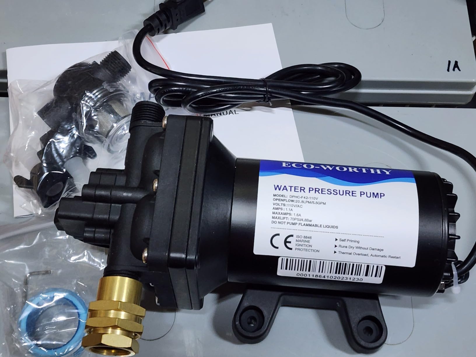 ECO-WORTHY 110V AC Fresh Transfer Diaphragm Water Pump On Demand 5.5GPM 70PSI High Pressure Water Booster Pump with Pressure Switch for Irrigation Garden Hose Sprinkler Home RV customer photo 1