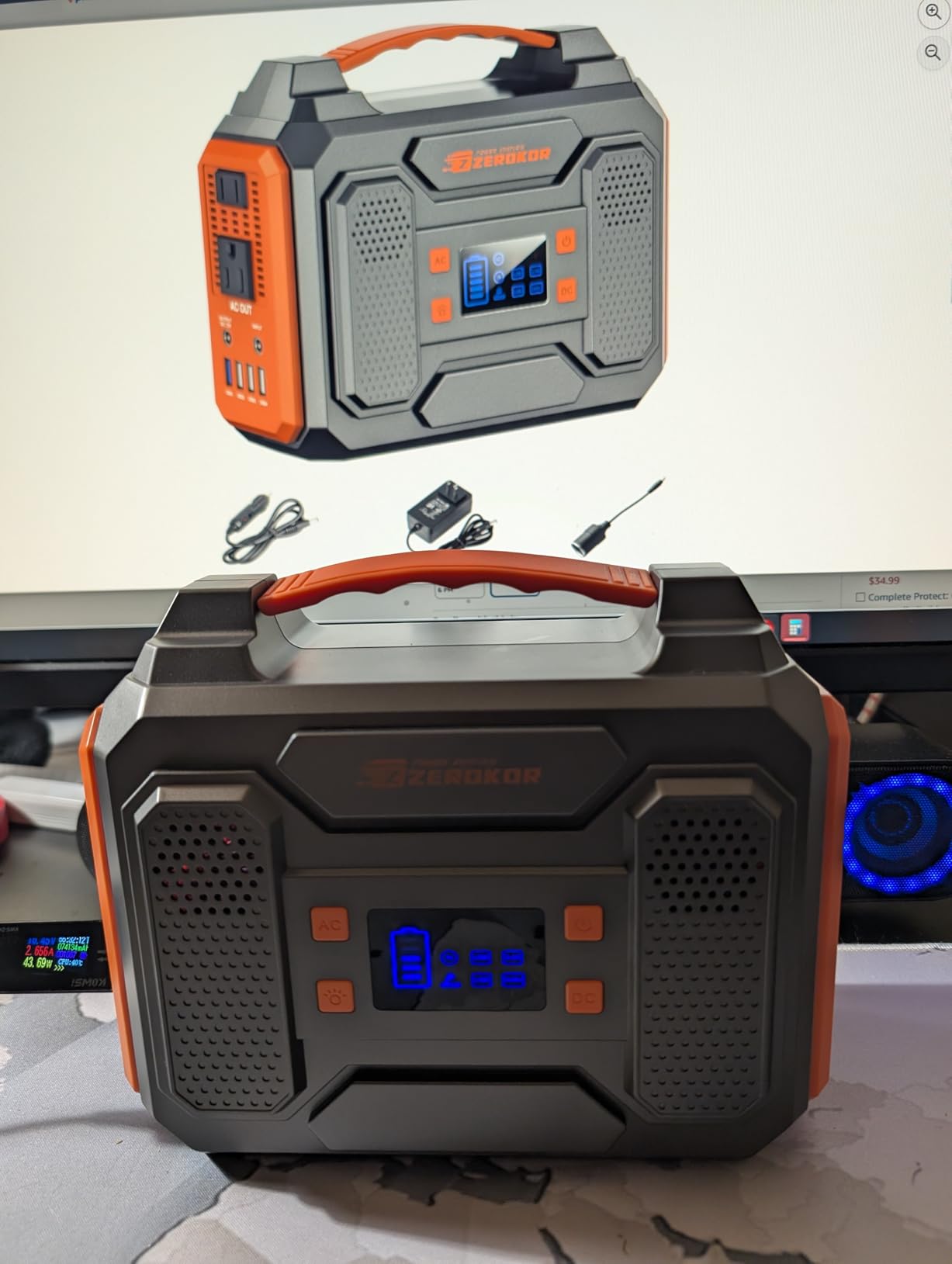 Portable Solar Generator 300W Portable Power Station with 60W Solar Panel, 110V Pure Sine Wave 280Wh Battery Solar Power Pack with USB QC3.0 DC AC Outlet for Camping Smart Device RV Van Outdoor customer photo 2