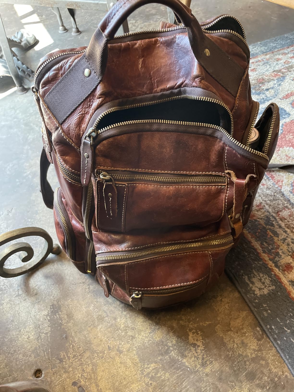LANNSYNE Full Grain Leather Backpack For Men, Fits 16