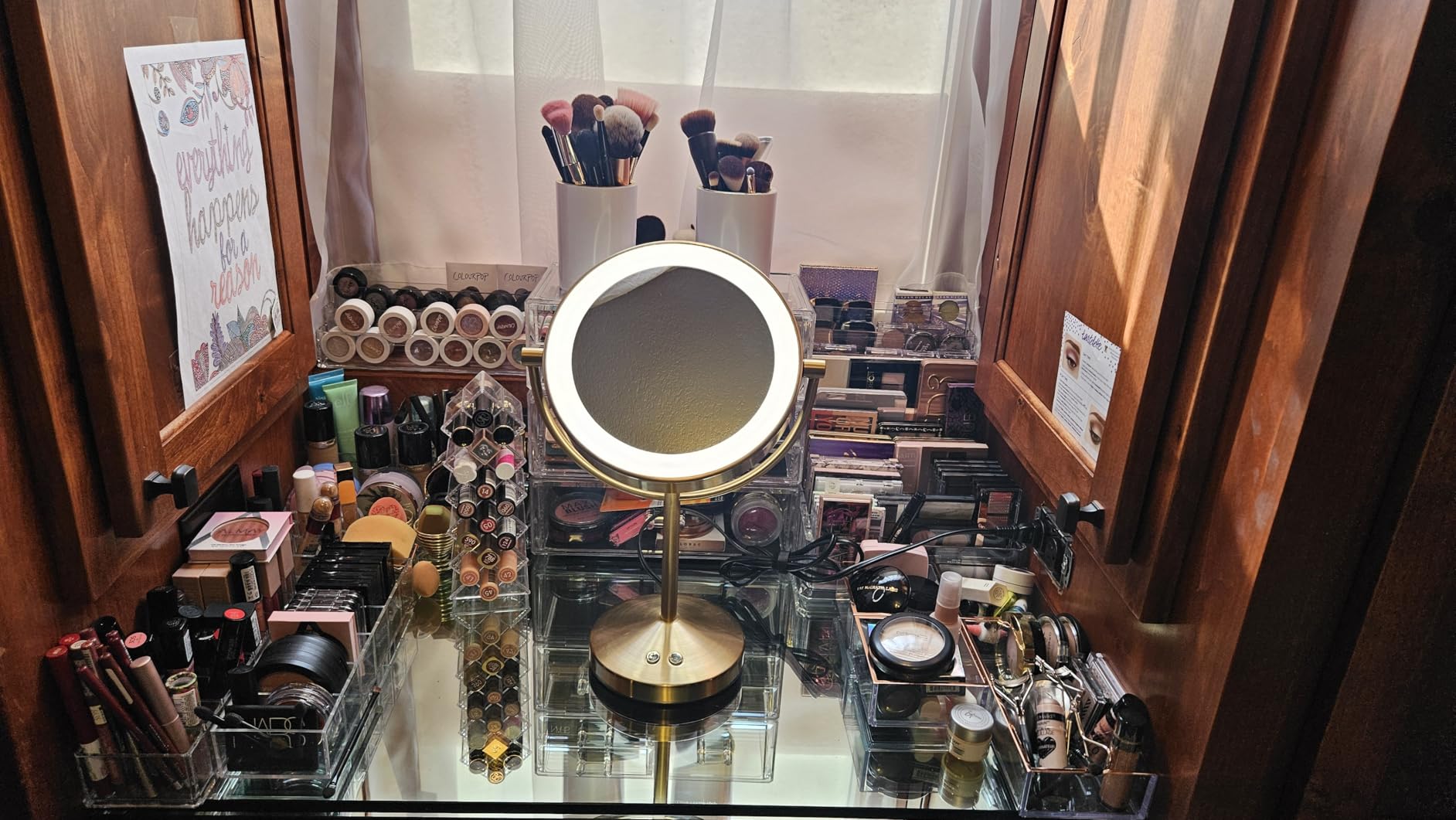 Conair Double-Sided 1X/10X Magnifying LED Vanity Mirror | 1X/10X Double-Sided Mirror with 3 LED Color Modes and 360° Rotation, Satin Nickel, BE401X2L customer photo 1