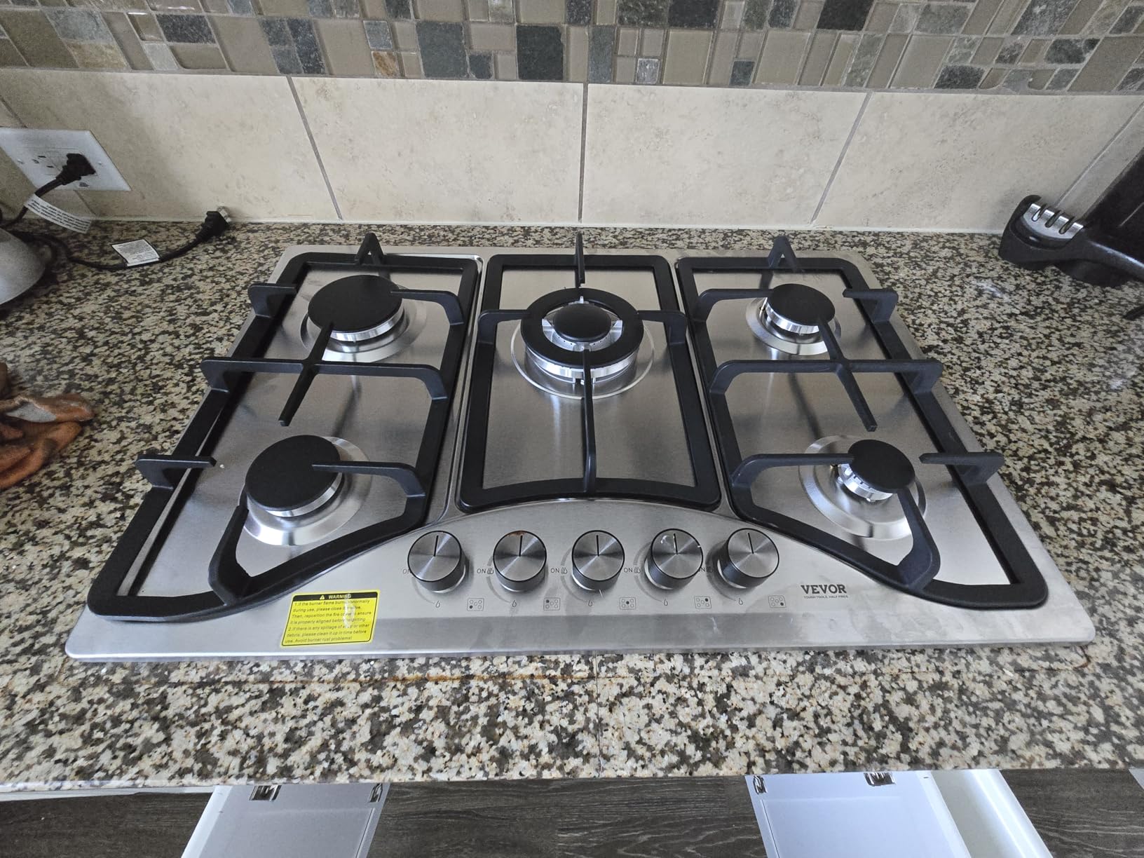 VEVOR 30-inch Gas Cooktop, 5 Burners Built-in Gas Stove Top, Max 12250BTU NG/LPG Convertible Stainless Steel Cooktops, with Thermocouple Protection for Camping, RV, Apartment customer photo 2