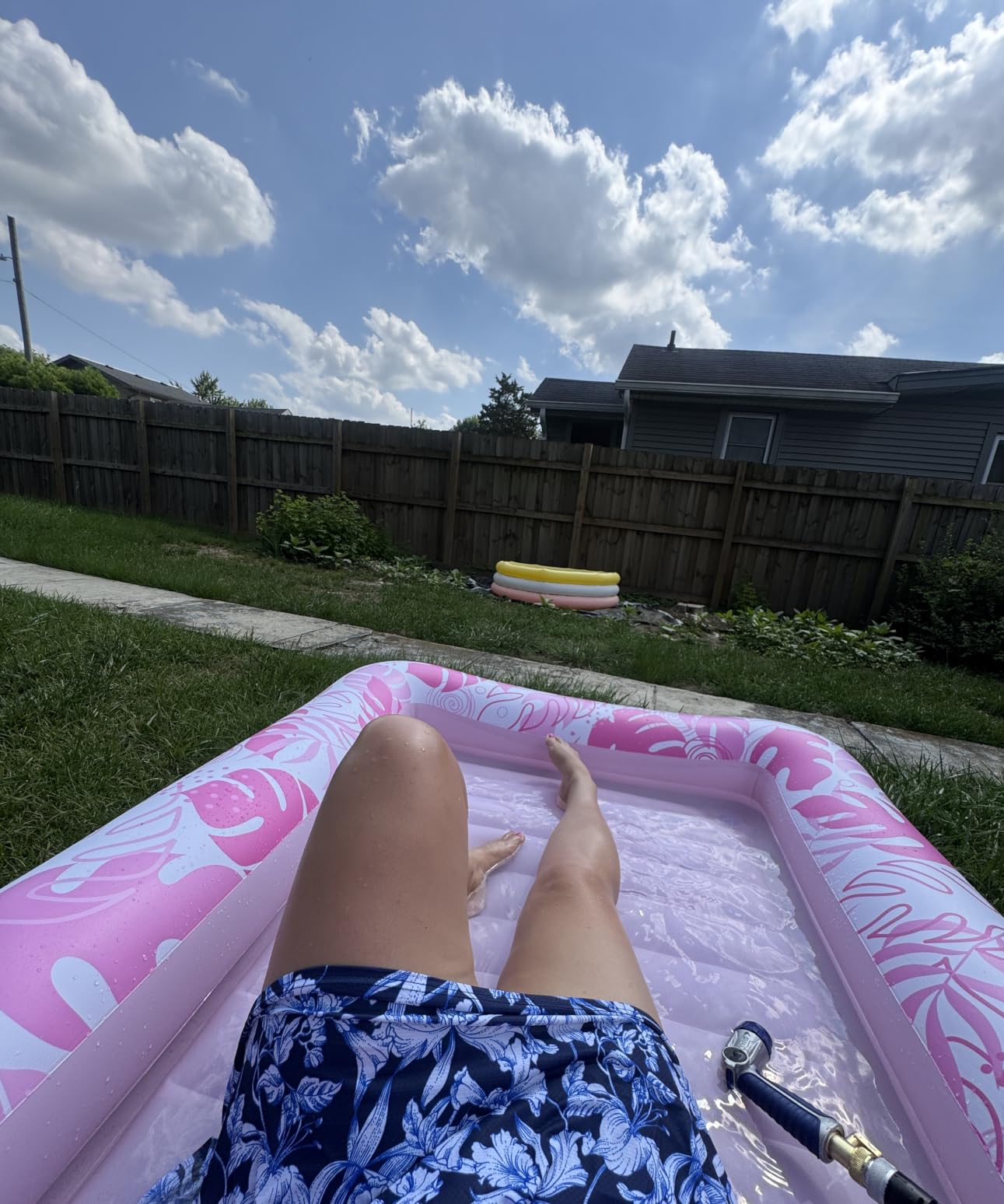SLOOSH Inflatable Tanning Pool Lounger Float, 85 inch x 57 inch Extra Large Pool Floats Adult with Pillow, 4 in 1 Suntan Tub Raft Floatie, Sunbathing Bed Lounge for Water Blow Up Ball Pit, XL-Cyan Pink customer photo 2