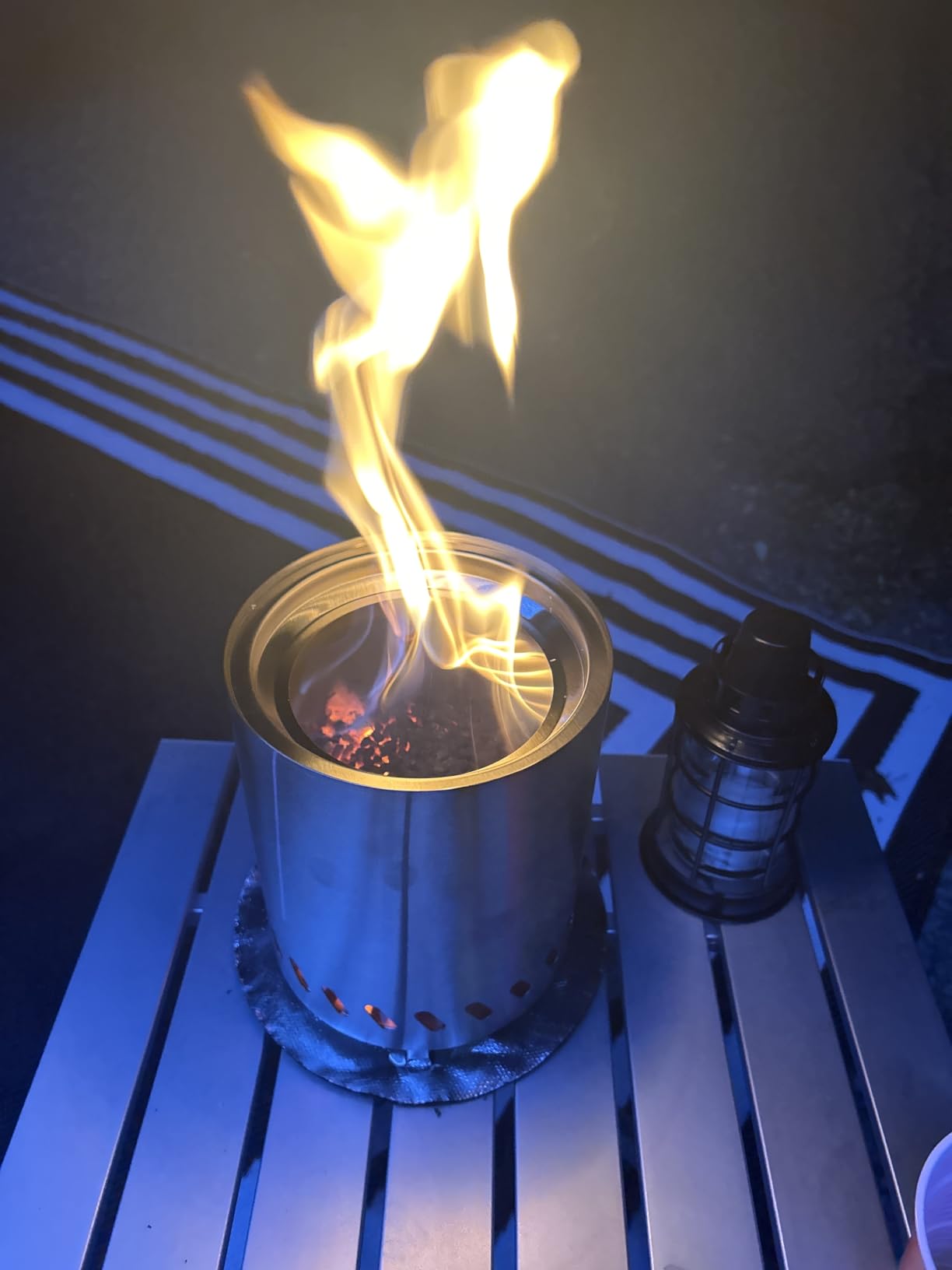 9.7 x 7.1 Inch Tabletop Fire Pit by AmazStove, Low Smoke Camping Stove for Outdoor Safe Burning Firepits, Fueled Pellets or Wood, Travel Bag Included (Silver, 9.7 x 7.1 INCH) customer photo 1