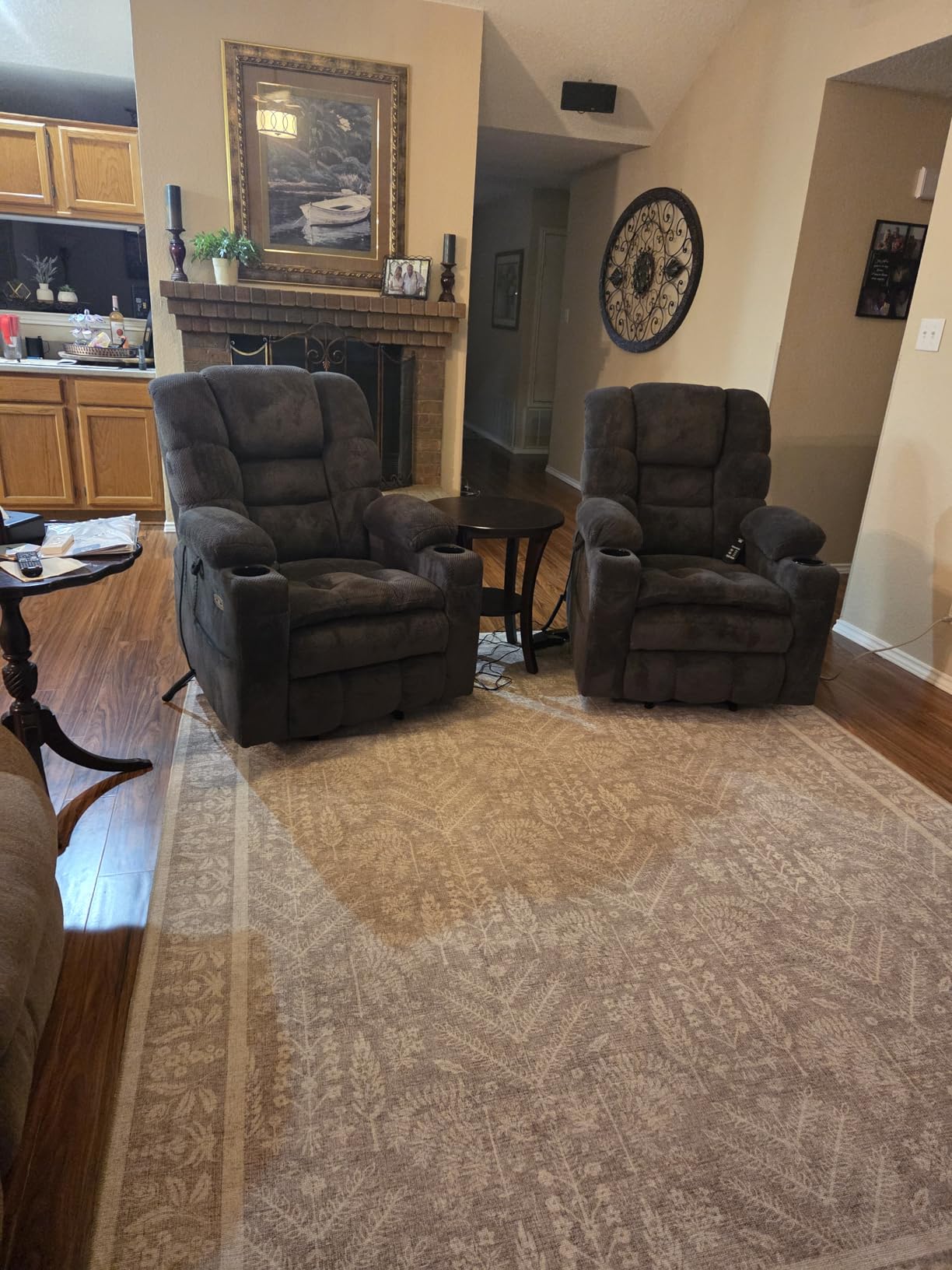 MCombo Triple Motor Lay Flat Power Lift Recliner Chair for Tall Elderly, Infinite Position, Massage, Dual Heating, Adjustable Headrest, Fabric 7634 (Grey, Large) customer photo 2