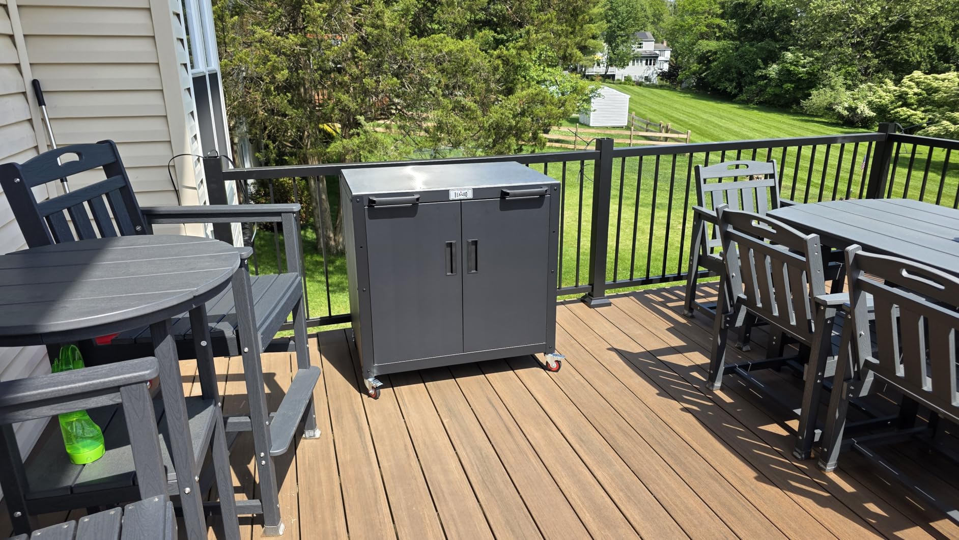 Feasto Outdoor Grill Cart with Storage Cabinet and Stainless Steel Top, 35-Inch Outdoor Grill Station with Door, Modular Kitchen Island for Food Prep and BBQ, Black & Silver customer photo 2