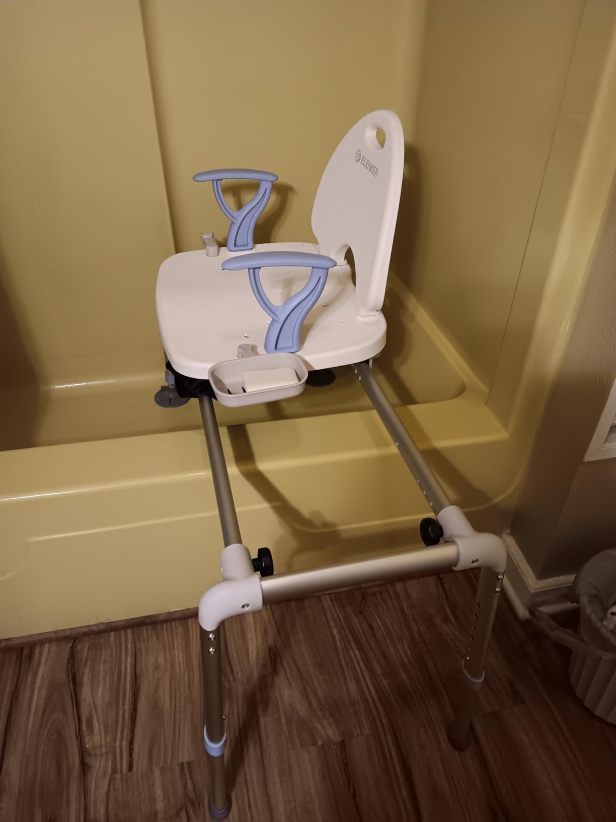 ELENKER Heavy-Duty Sliding Tub Transfer Bench, 450 lb Load Capacity | Safety Belt, Wide Seat & Backrest, Adjustable Legs, Designed for Seniors & Elderly Users customer photo 1