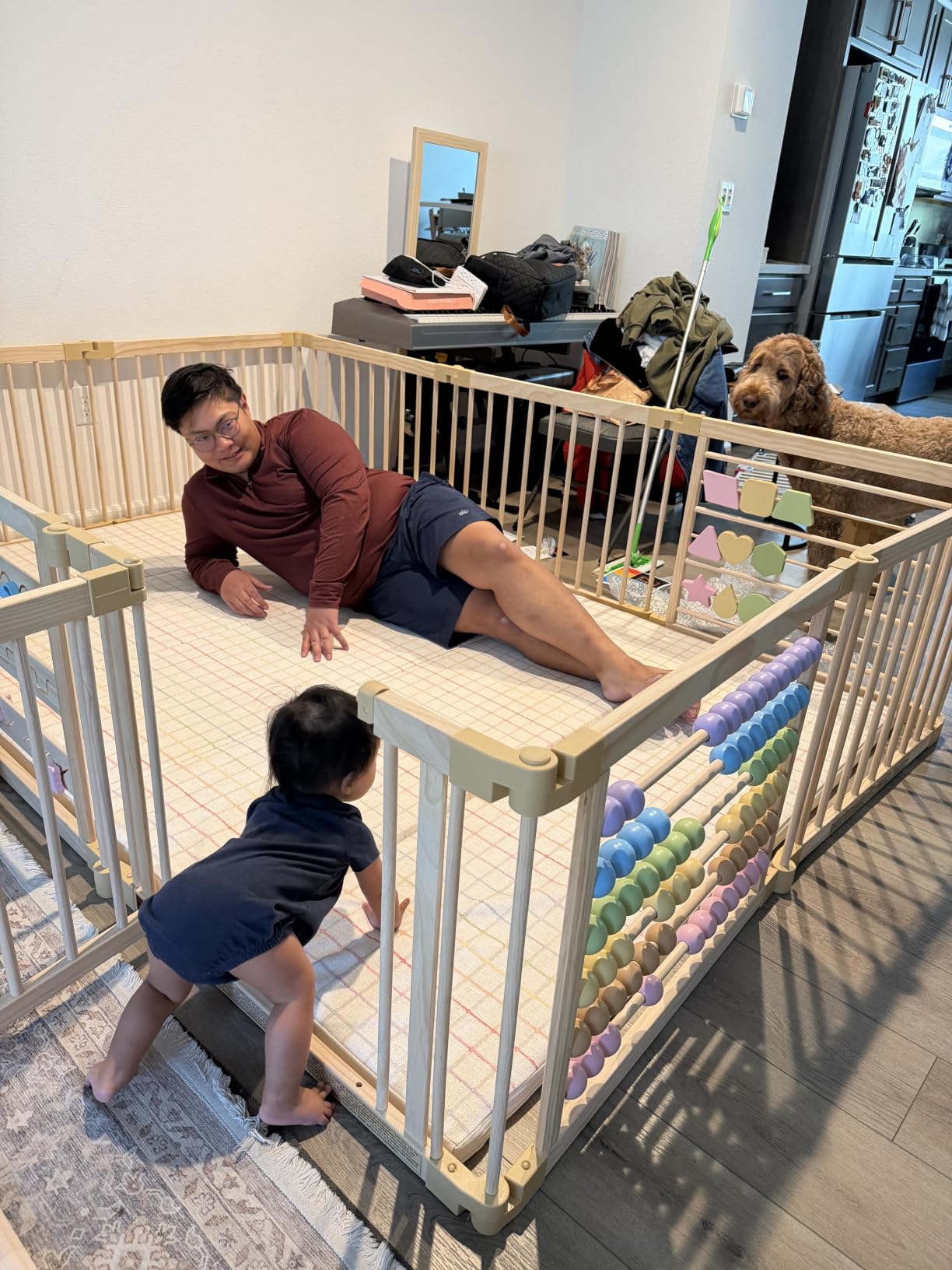 ZETY Natural Wood Baby Playpen - 8 or 10 Panel Foldable Play Yard with Door Panel and Built-in Toys, CPC Certified & SGS Tested customer photo 1
