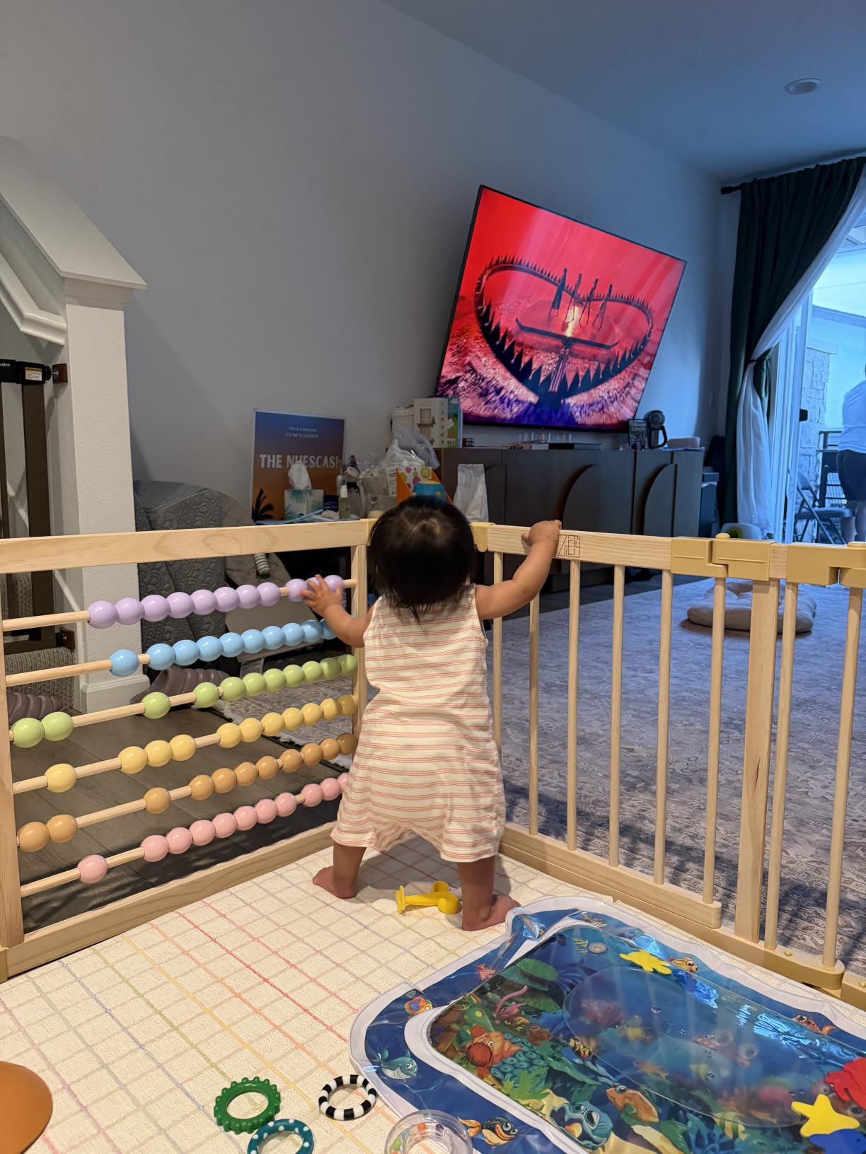 ZETY Natural Wood Baby Playpen - 8 or 10 Panel Foldable Play Yard with Door Panel and Built-in Toys, CPC Certified & SGS Tested customer photo 2