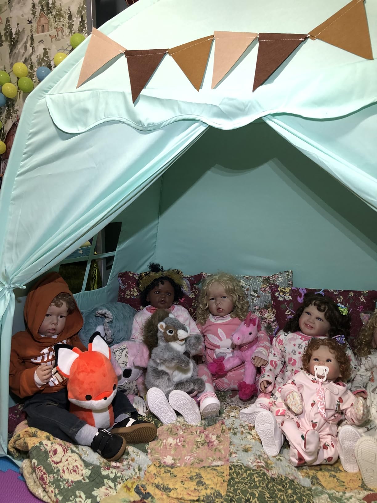 Little Dove Extra Large Kids Play Tent with Flags & Star Lights, Portable & Foldable Teepee Tents, Dome Tent Playhouse for Indoor & Outdoor Use, Kids Tent for Boys & Girls, 59x39x59 in, Cream customer photo 1
