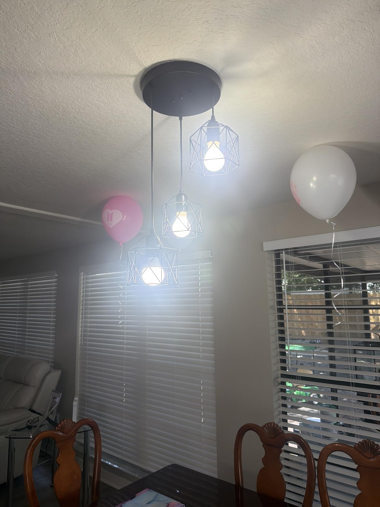 Phaosio 3 Light Pendant Lighting, Farmhouse Hanging Light Fixture for Kitchen Island & Dining Room, Industrial Vintage Ceiling Lamp with E26 Base, Adjustable Height, Matte Black customer photo 2