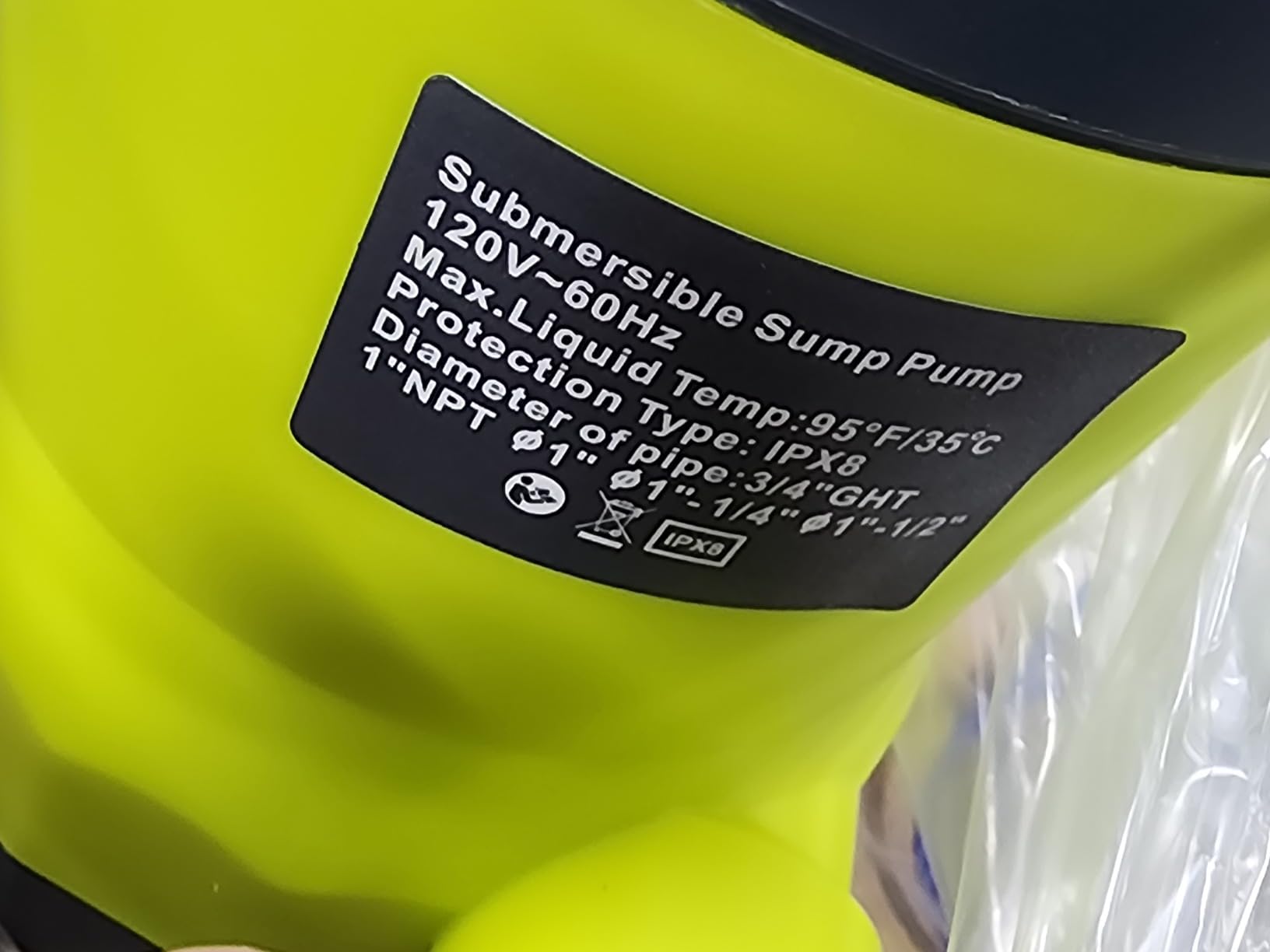 Sump Pump 1HP Submersible Water Pumps 4000GPH Electric Water Pump for Pool Draining Spa Hot Tub, Yellow customer photo 2