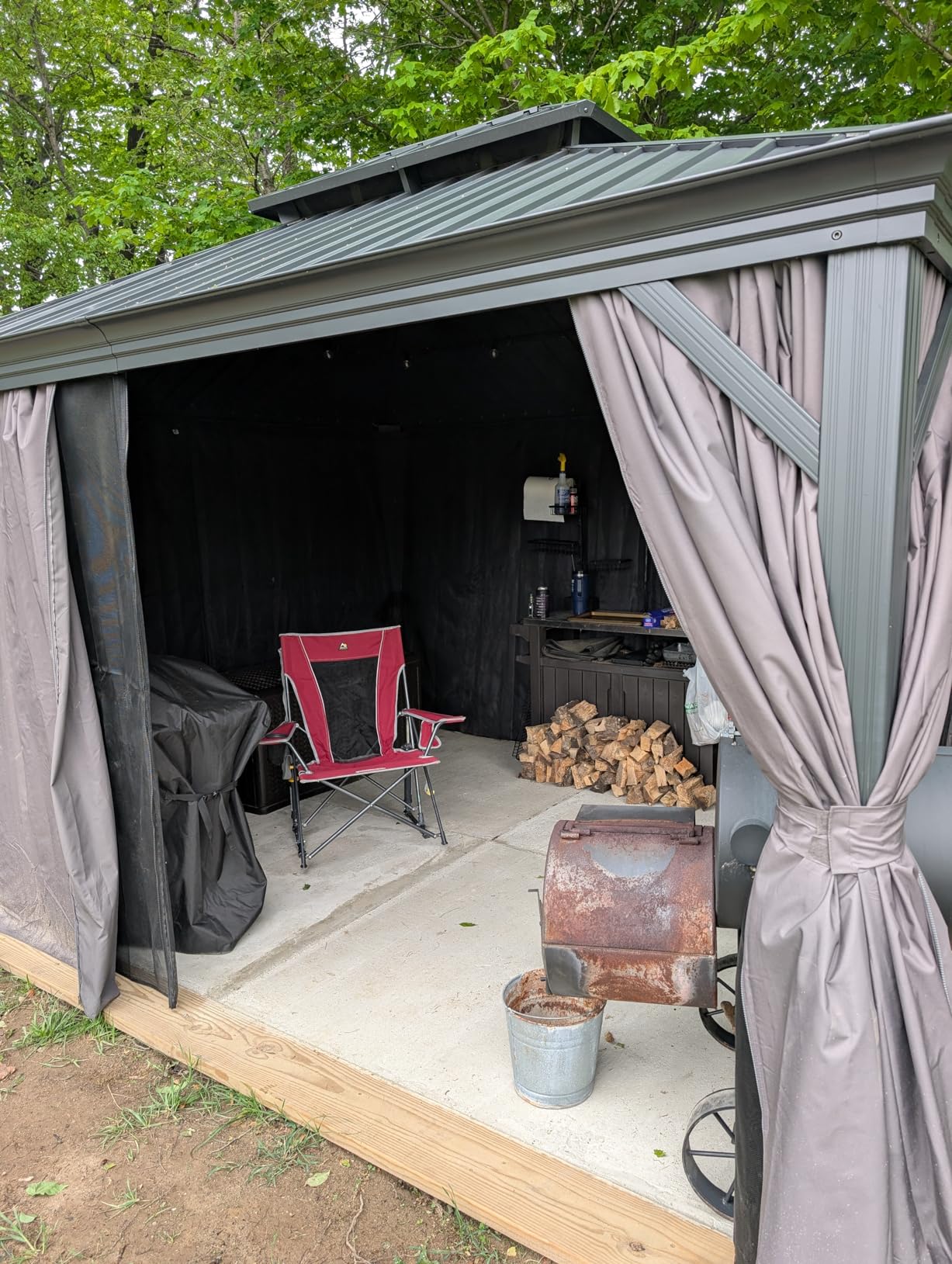 PURPLE LEAF Permanent Hardtop Gazebo 10' X 12' with Light, Gray | 4.7