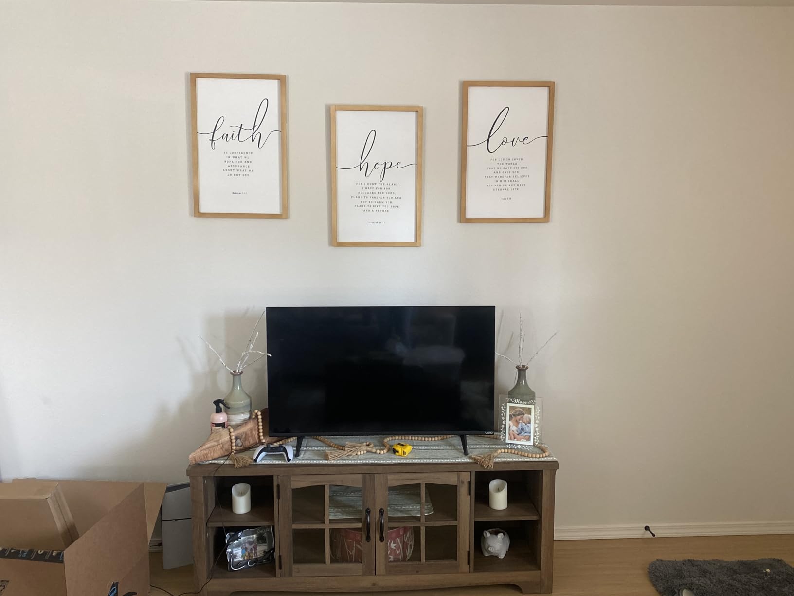 Houmury Set of 3 Framed Farmhouse Bible Verses Wall Decor Sign 11x14 customer photo 1