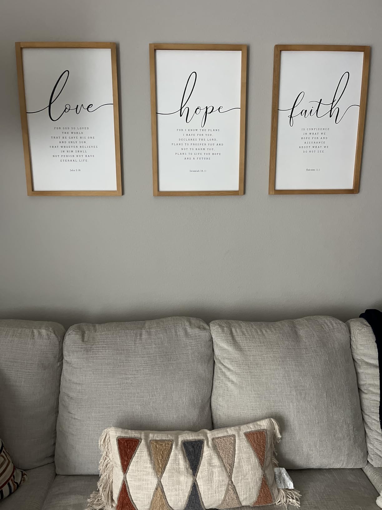 Houmury Set of 3 Framed Farmhouse Bible Verses Wall Decor Sign 11x14 customer photo 2