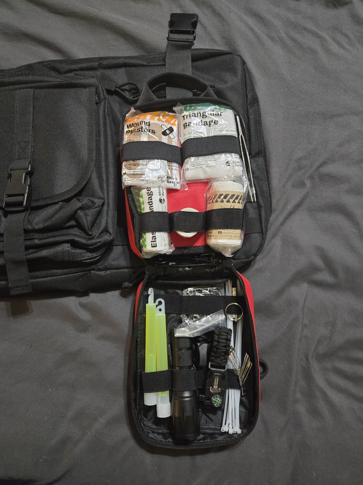 RHINO RESCUE Survival First Aid Kit for Hiking, Backpacking | Portable Size, IFAK Molle Pouch, Essential Outdoor Gear, 100+ First Aid Supplies, 20+ Survival Essentials, HSA/FSA Approved customer photo 2