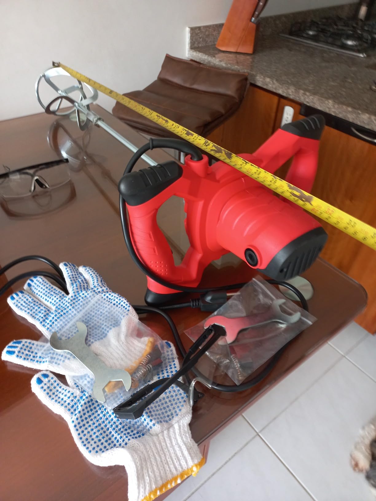 Electric Handheld Cement Mixer, Portable Mortar Mixer with 6 Adjustable Speed, 110V Mud Mixer for Mixing Plaster,Cement, Paint, Fodder customer photo 2