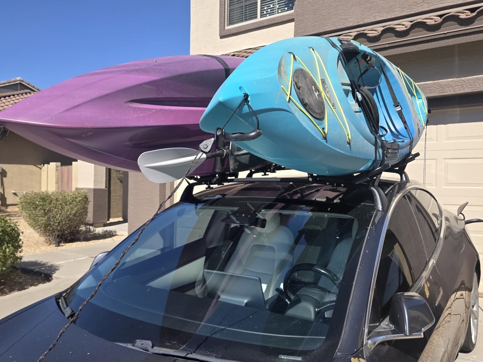 FORWODE Premium Kayak Roof Rack, 2 Pair J-Bar Roof Rack, Folding Adjustable Rack, Heavy Duty Kayak Roof Carrier 2 Kayak, Canoe, SUV, Surfboard on SUV, Car and Truck Crossbar customer photo 1