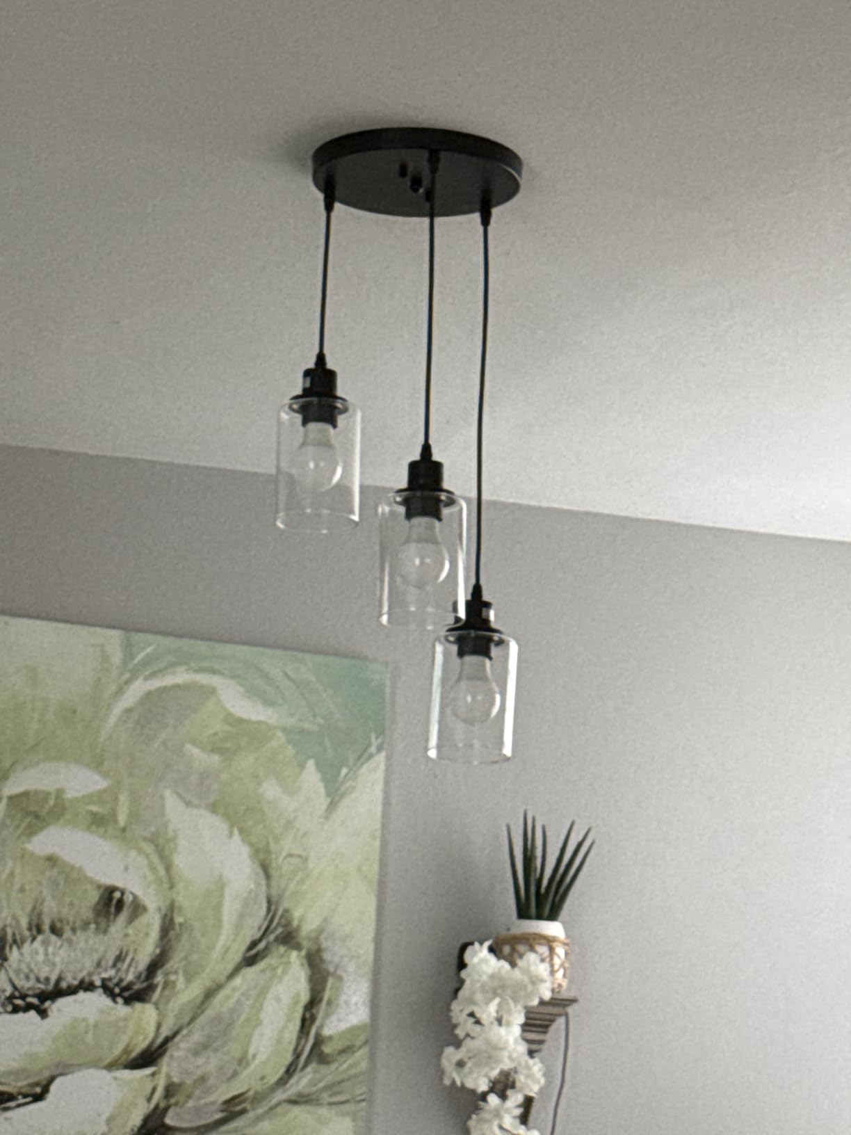 Licperron 3-Light Pendant Light Fixtures, Black Pendant Lights Kitchen Island, Adjustable Pendant Lighting with Clear Glass Shade, Modern Hanging Light Fixtures for Dining Room, Hallway, Living Room customer photo 1