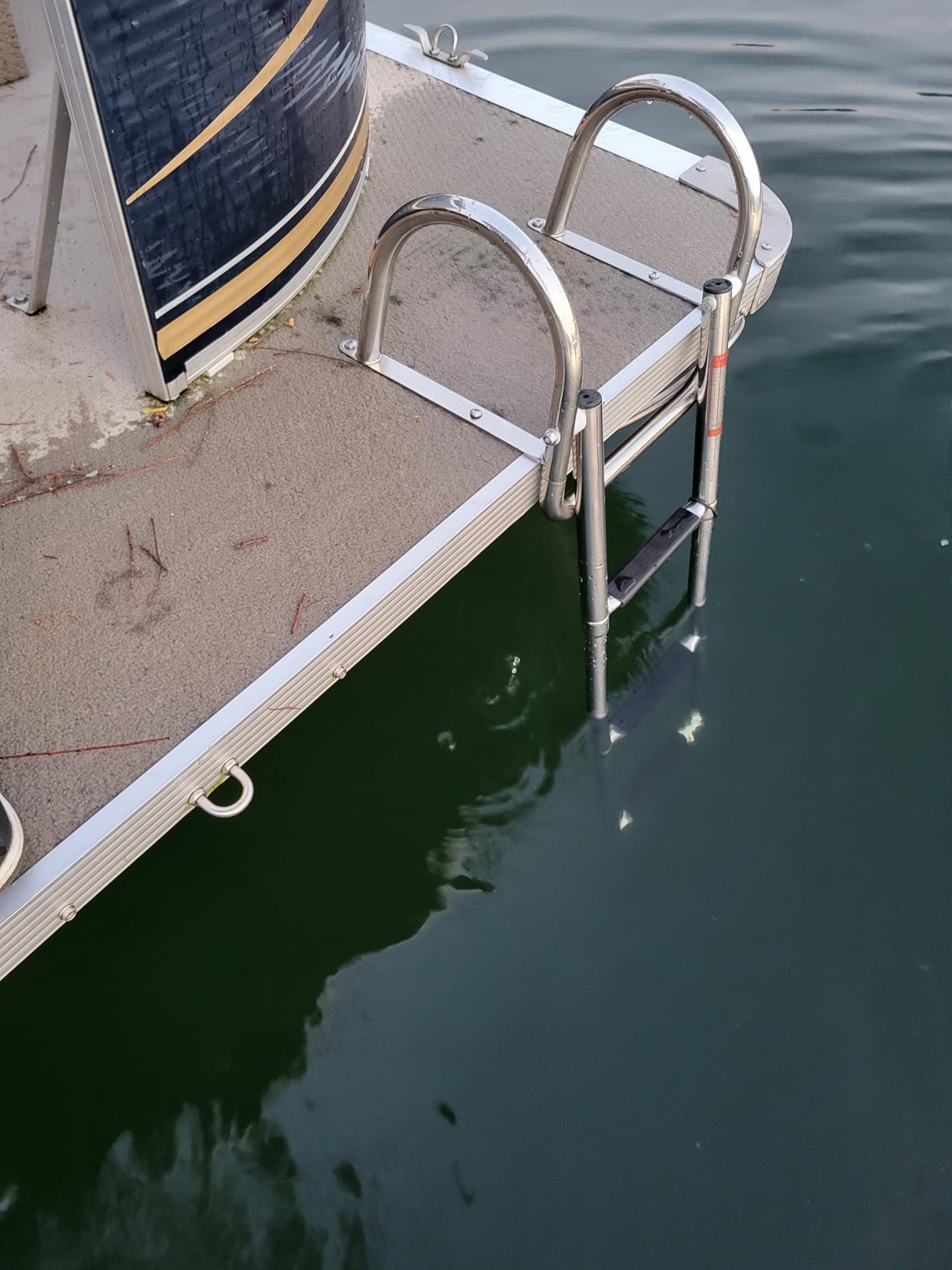 Pontoon Boat Ladder, Stainless Steel 3 Step Telescoping Boat Boarding Ladder with Wide Steps, Folding Boat Swim Ladder,Dock Ladder with Hand Railings Heavy Duty customer photo 2