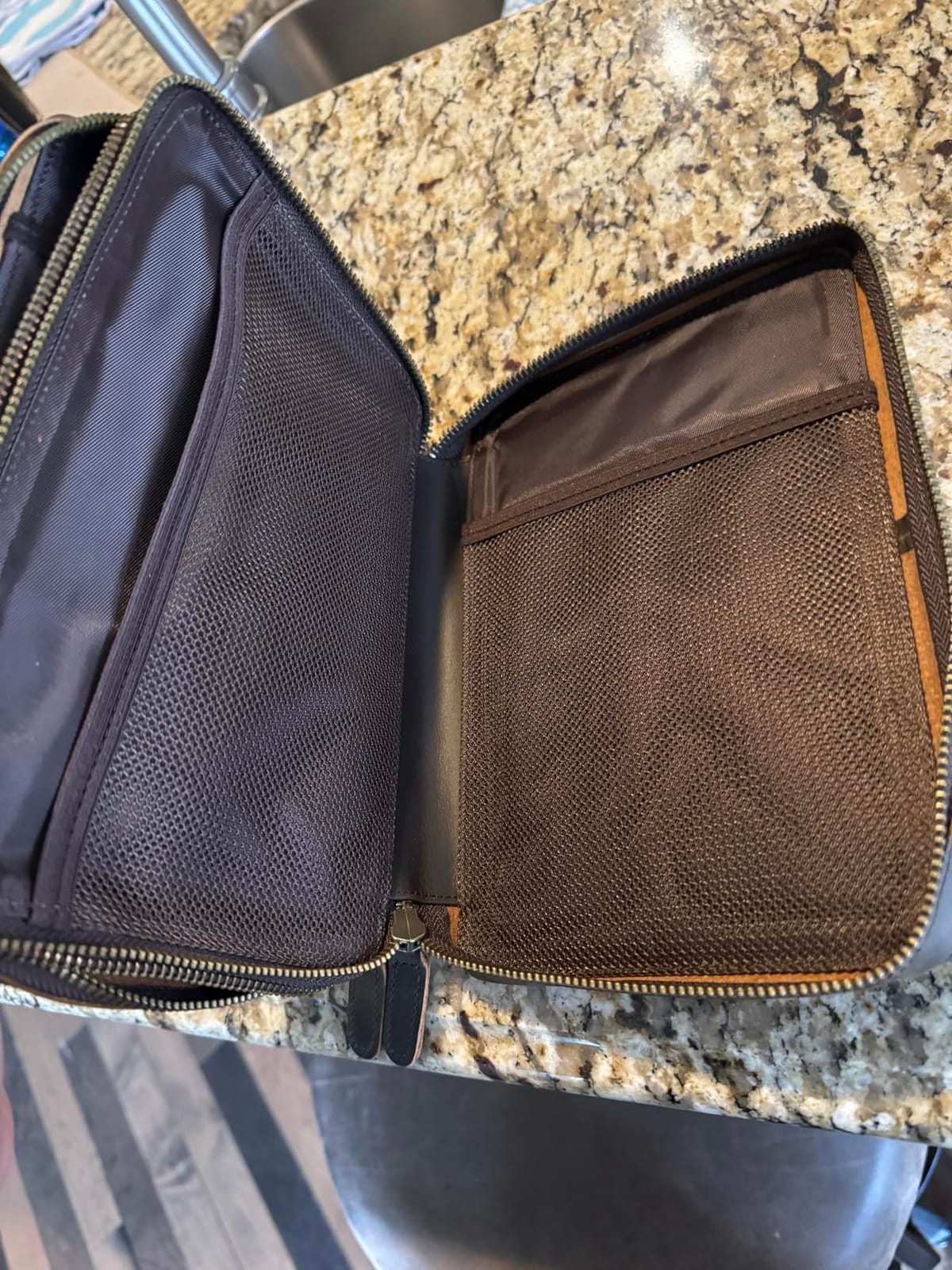 Polare Full Grain Leather Travel Cable Organizer Case Double Layer Electronics Accessories Carry Bag with YKK Zippers Tech Storage Bag for Cables, Power Bank, USB, SD Card customer photo 2