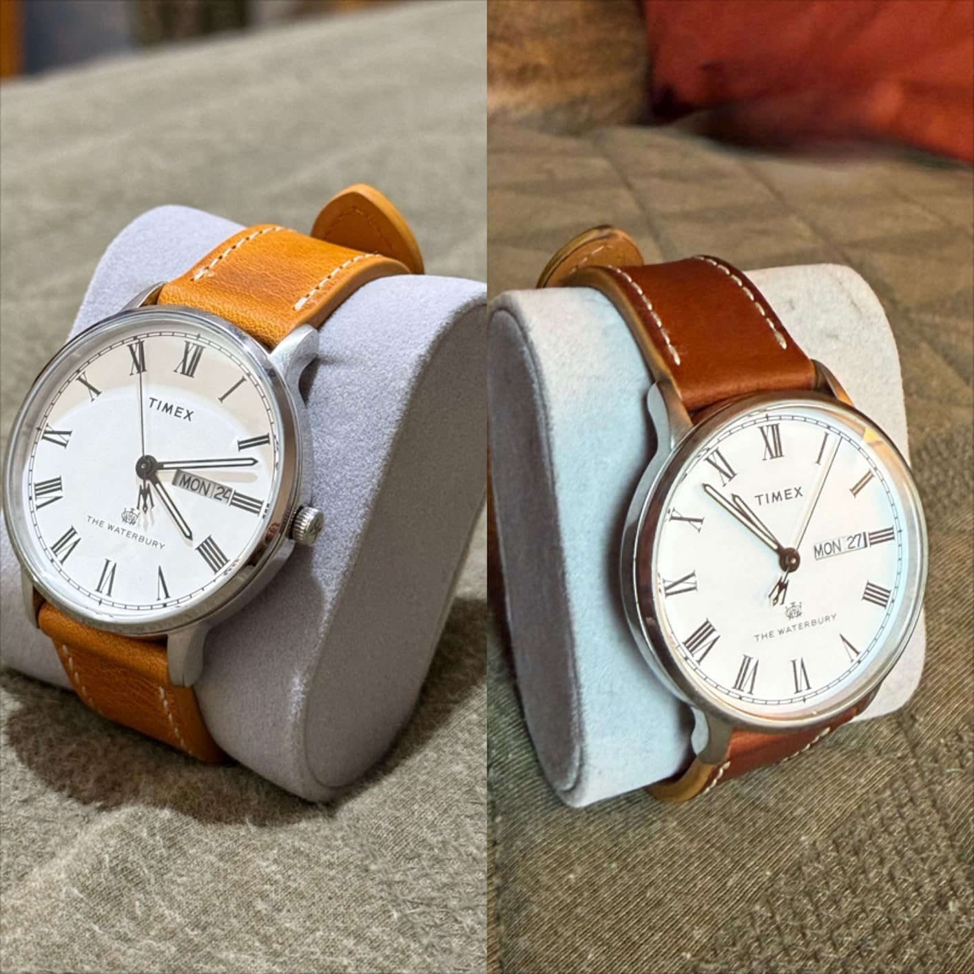 Benchmark Leather Watch Band Italian Vegetable Tanned Leather Smooth or Rustic Pull-Up Full Grain Leather Watch Strap Quick Release Spring Bars Choice of Color and Width 18mm 20mm 22mm customer photo 1