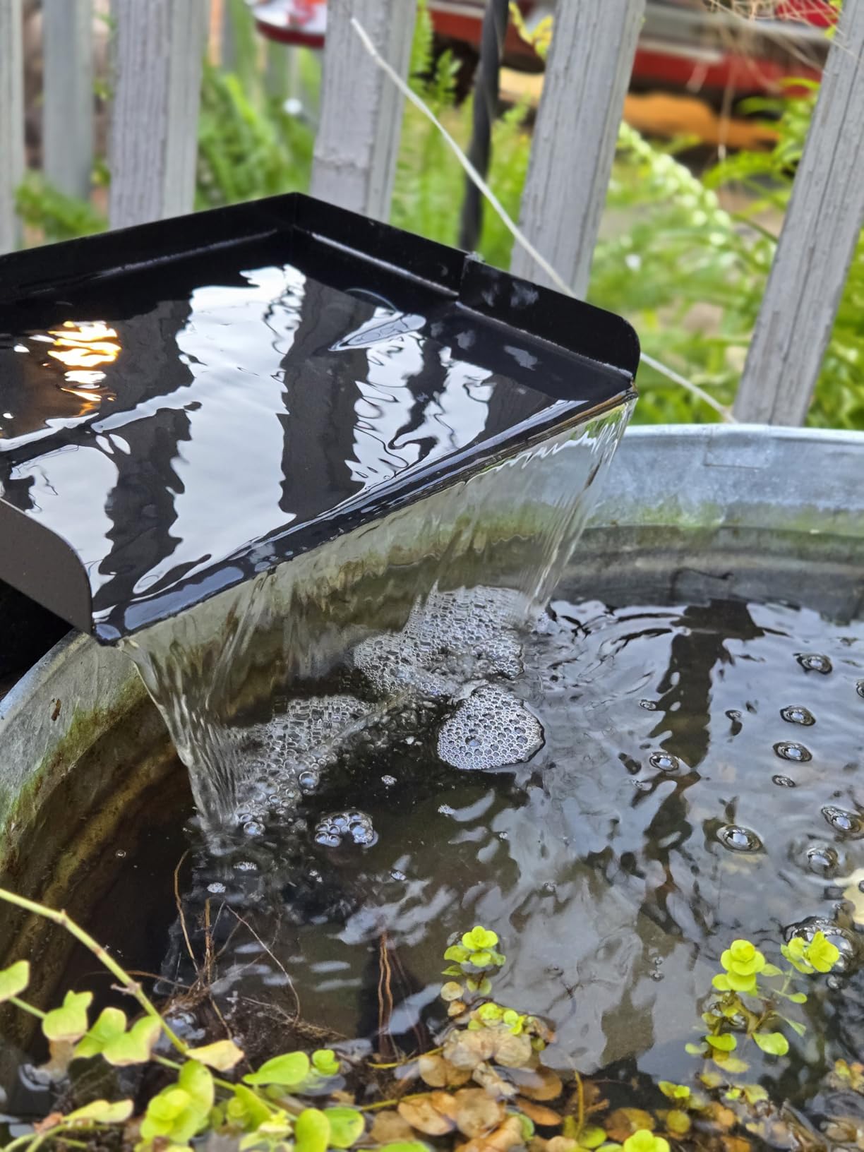 POPOSOAP Pond Waterfall with Pump Kit, 304 Stainless Steel Waterfall Spillway with 40W 660GPH Pump, Pond Spillway with 9.8FT Corrugated Tubing for Garden (12inch)-P43 customer photo 1