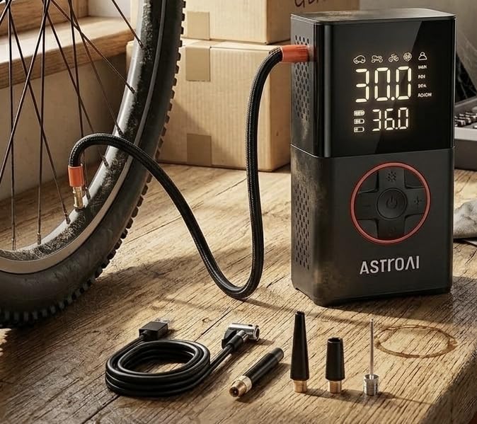 AstroAI L7 Tire Inflator Portable Air Compressor, 150 PSI Cordless Bike Pump | For Car Tires, Bikes, Motorcycles and Balls; Auto Shut-off, Digital Display Pressure Gauge, Fast Inflation, LED Light customer photo 2