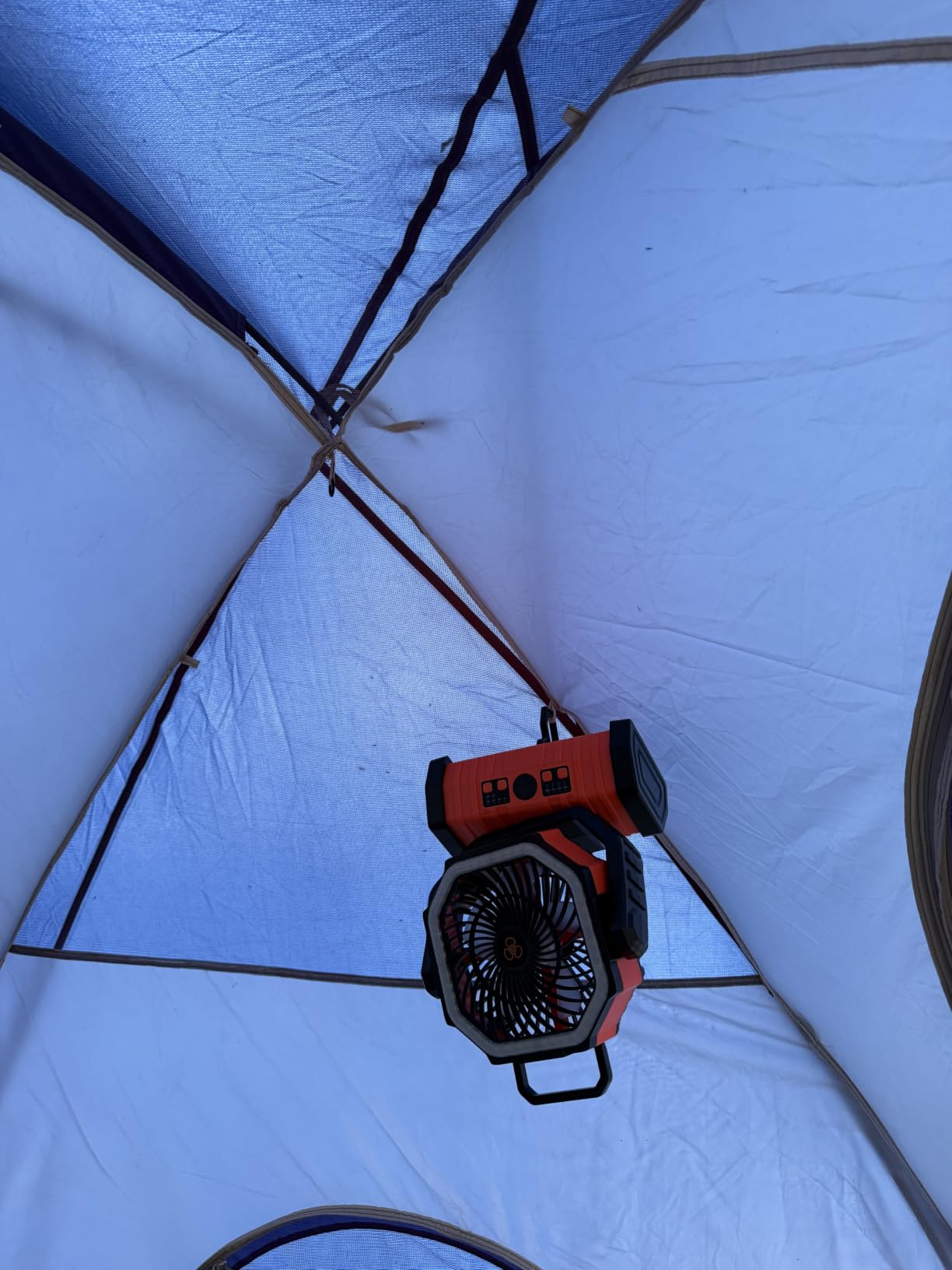 ADUST Camping Fan Battery Powered 20000mAh Outdoor Tent Fans - Orange | Portable Battery Operated Rechargeable Fan with Warm&Cold Lights, Hanging Hook, Timer, Oscillating, 4 Speeds, Remote Control customer photo 1