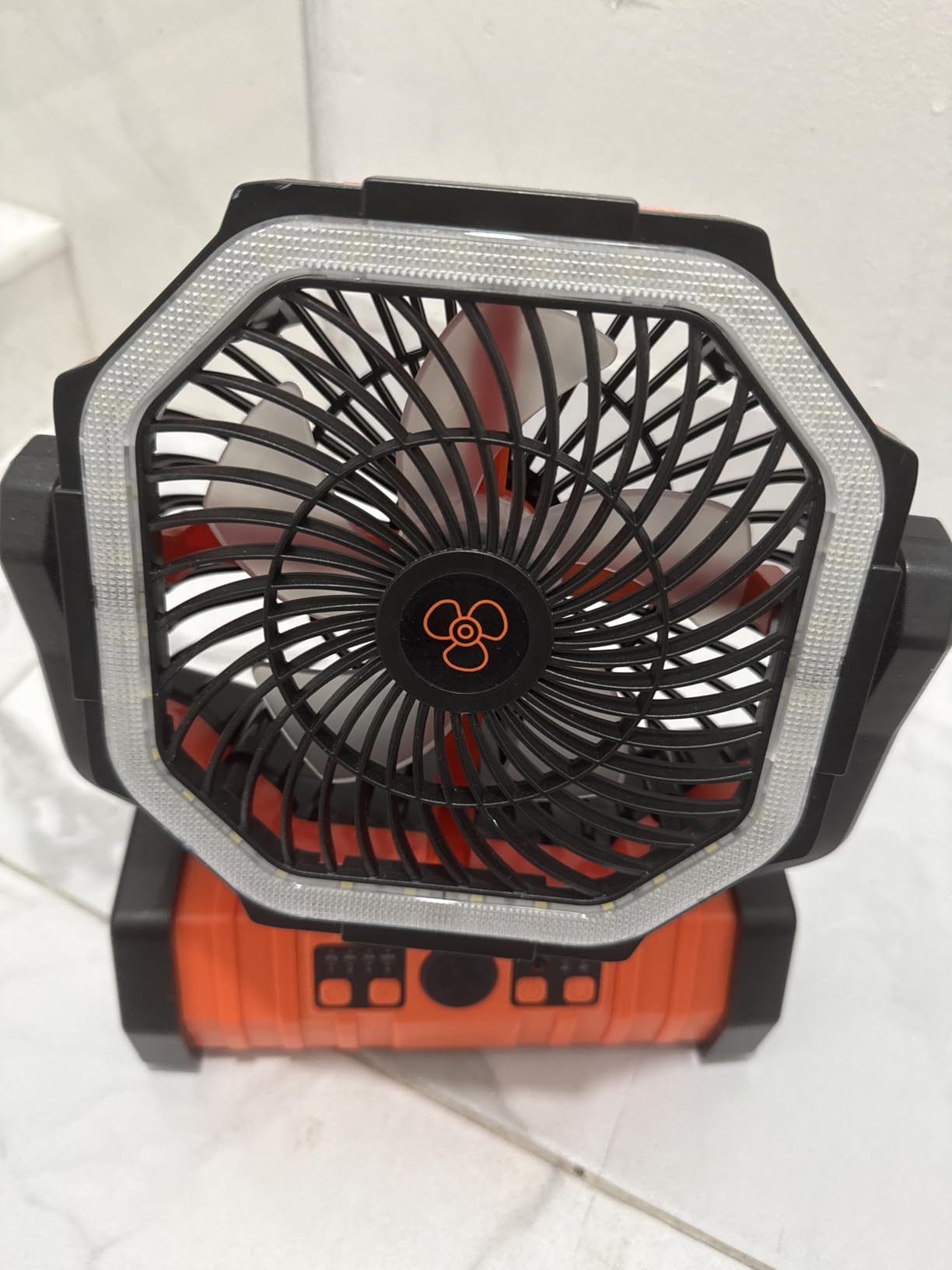 Camping Fan - 20000mAh Battery Powered Fan Rechargeable with LED Lantern - Portable Outdoor Tent Fans with Hanging Hook 4 Speeds Wind Remote Control, Black and Orange customer photo 1