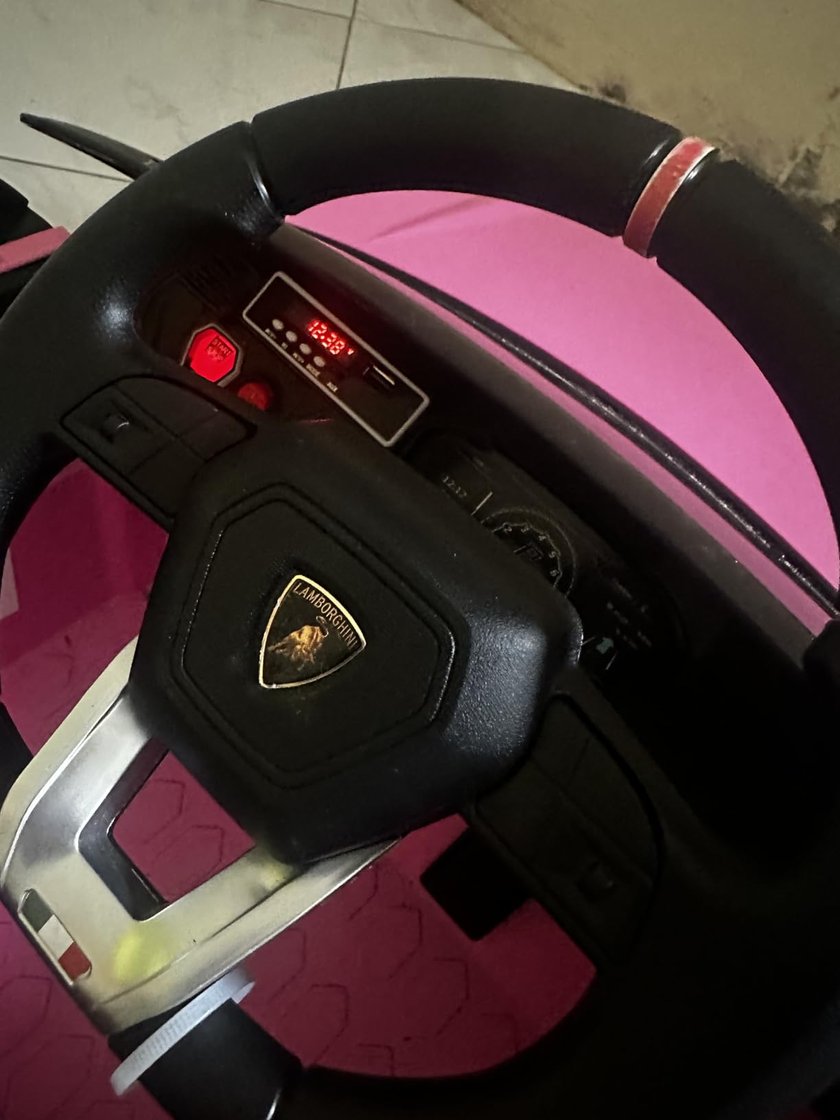 Electric Car for Kids 12V Licensed Lamborghini Ride On Car with Remote Control, Max Speed 2.5Mph, LED Lights, Music Players, Lockable Doors, Spring Suspension - Pink customer photo 1