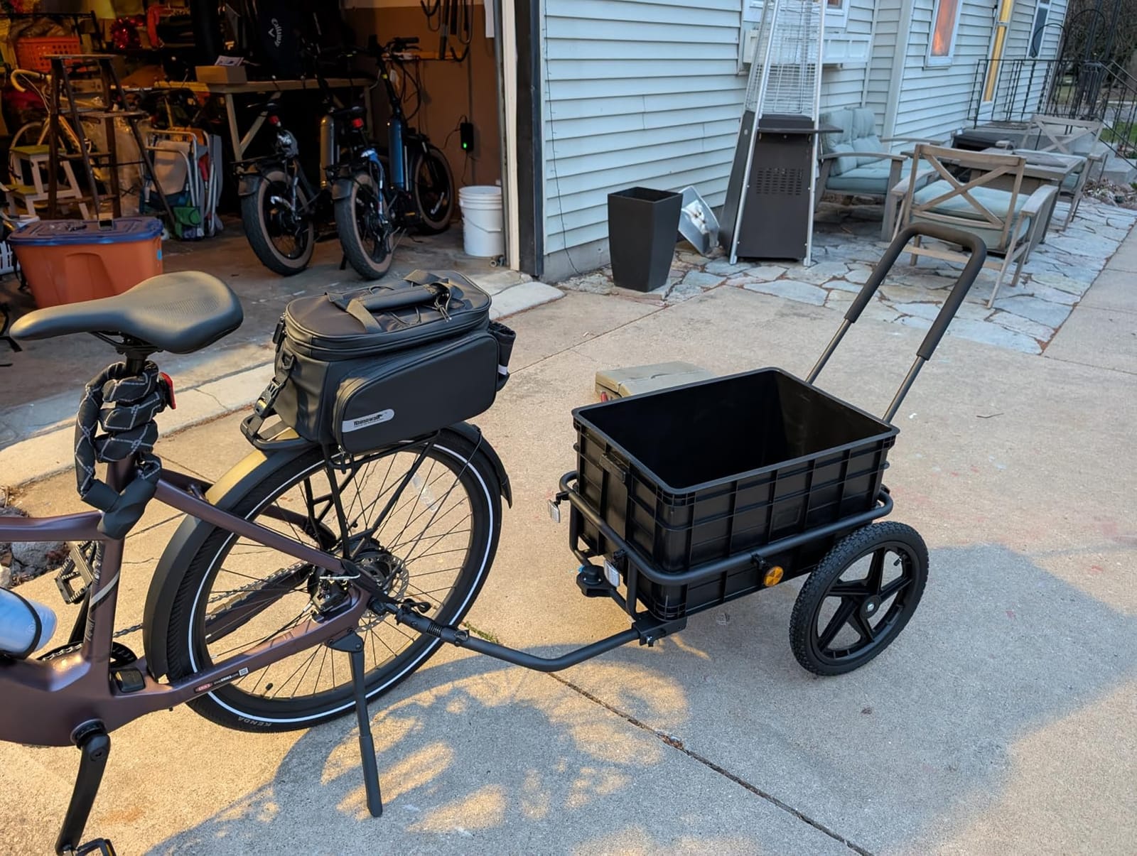 Xspec 2-in-1 Bike Cargo Trailer Pushcart, Bicycle Trailer with Removable Box and Waterproof Cover, Black, Pushcart Stroller with Tow Hitch and Removable Handlebar customer photo 2