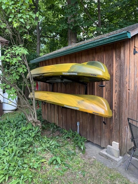 StoreYourBoard Kayak Storage Rack Wall Mount, Holds 2 Kayaks, Padded Arms | Kayak Wall Rack, Outdoor Kayak Storage, Wall Mount Rack, Stainless Hardware, Adjustable Levels customer photo 1