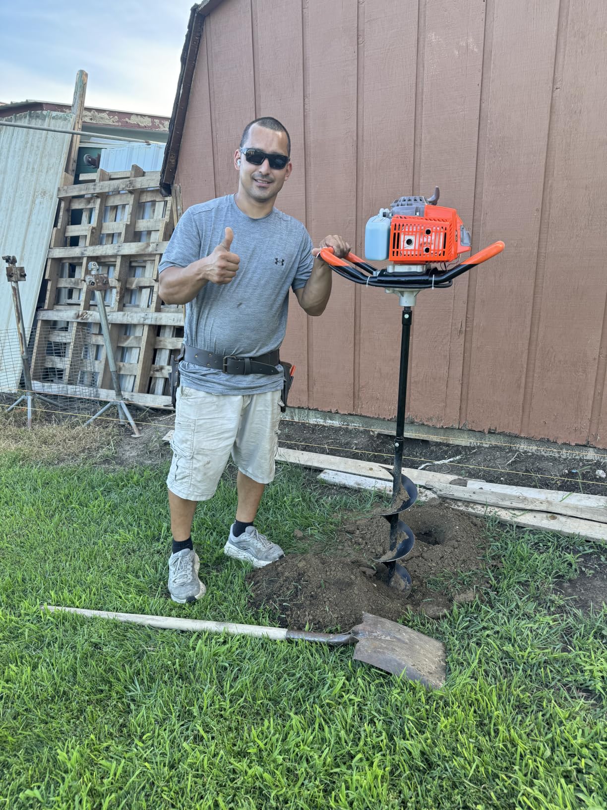 72CC Newly Upgraded Post Hole Digger Gas Powered, 2 Stroke Auger Post Hole Digger with 2 Drill Bits (6