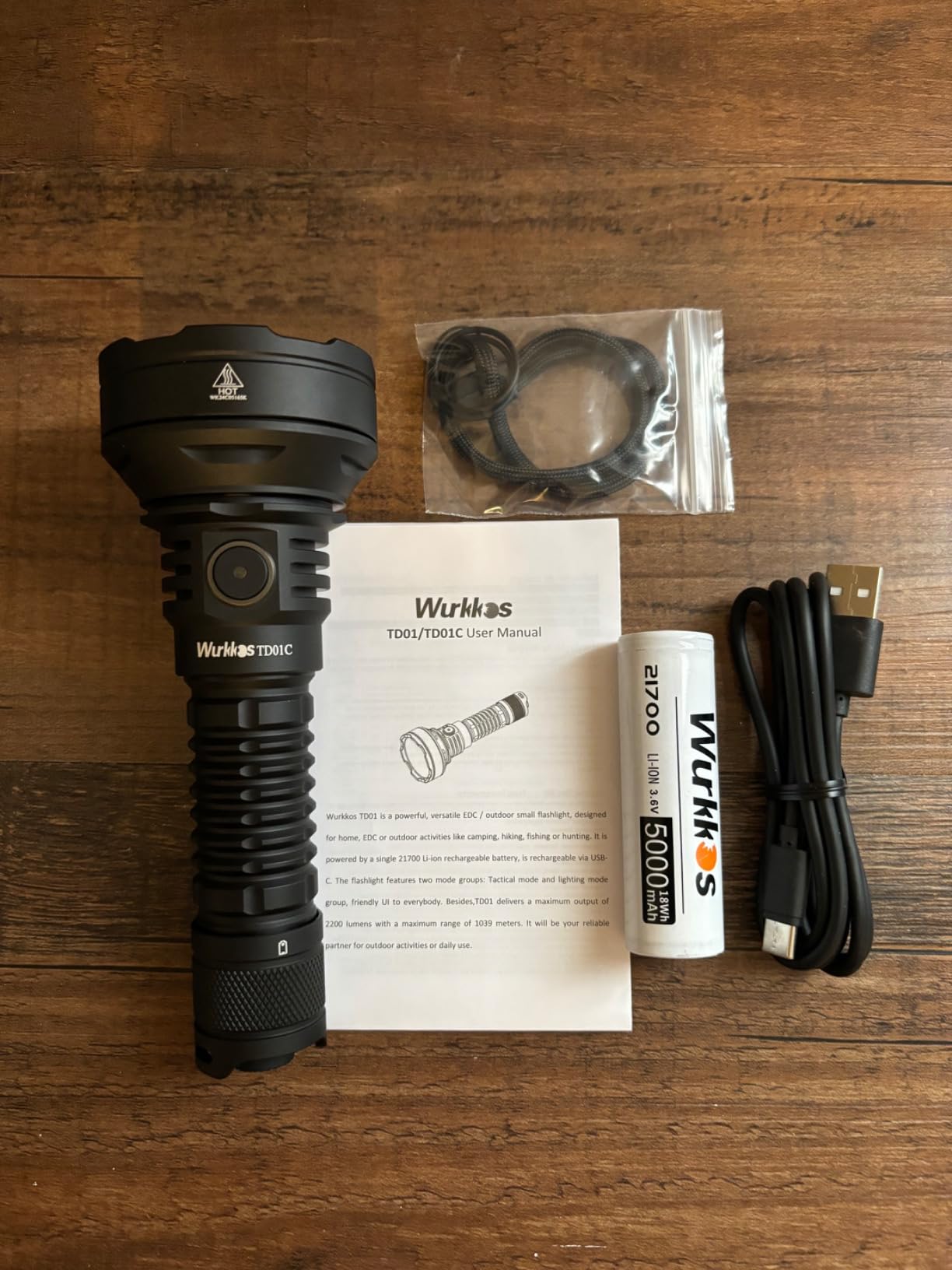 Wurkkos TD01C Tactical Flashlight, 1800LM Rechargeable, 1000M Throw USB-C | LED Spotlight for Camping, Hiking & Emergency; SFT40, Buck Driver, 70H Runtime, IPX8 Waterproof, ATR customer photo 2