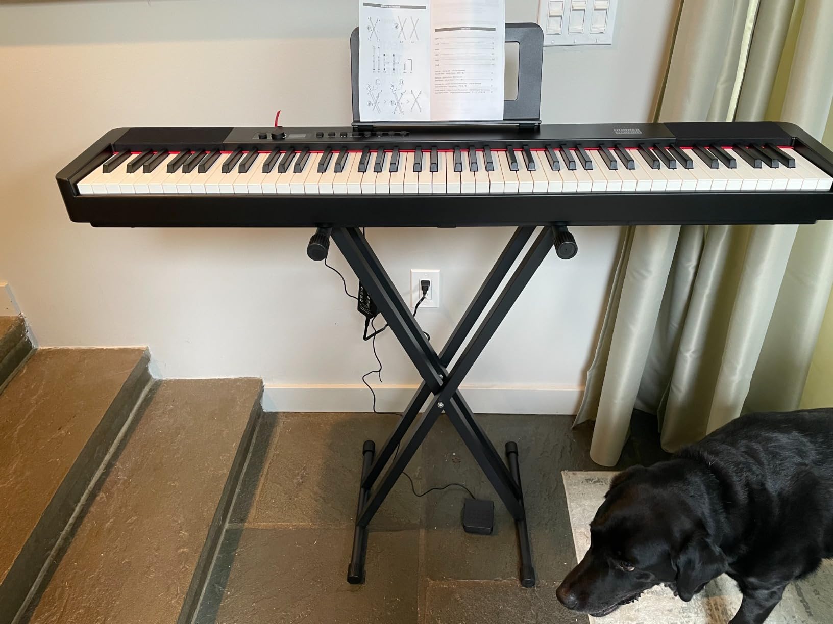 Donner DEP-20 Lite Digital Piano 88 Key Weighted Keyboard Full Size, Portable Set with Stand, Sustain Pedal, LCD and Wireless MIDI Audio, Black customer photo 1