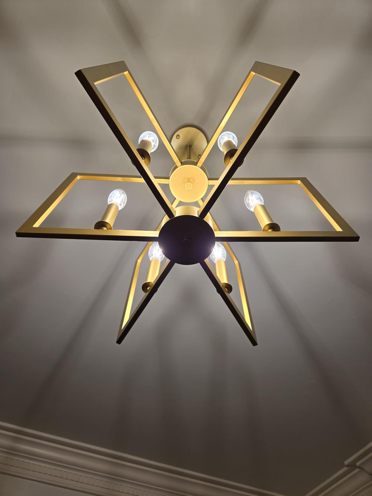 Klgxnrd 6-Light Gold Pendant Light, Modern Farmhouse Dining Room Light Fixtures Over Table, Industrial Metal Geometric Kitchen Chandelier for Entryway Hallway Foyer Bedroom customer photo 1