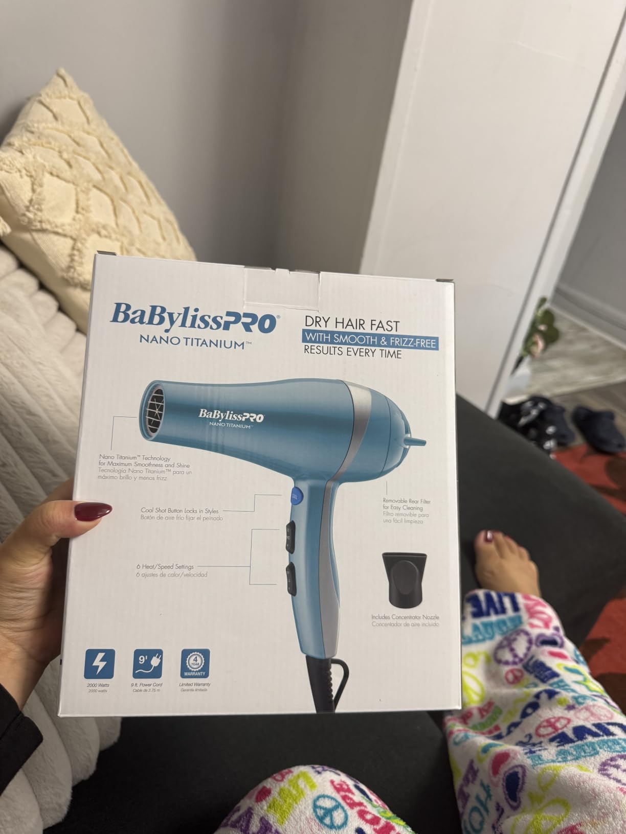 BaBylissPRO Nano Titanium 2000-Watt Blow Dryer with Concentrator Nozzle, Professional Grade Ionic Corded Styling Tool for Hair customer photo 2