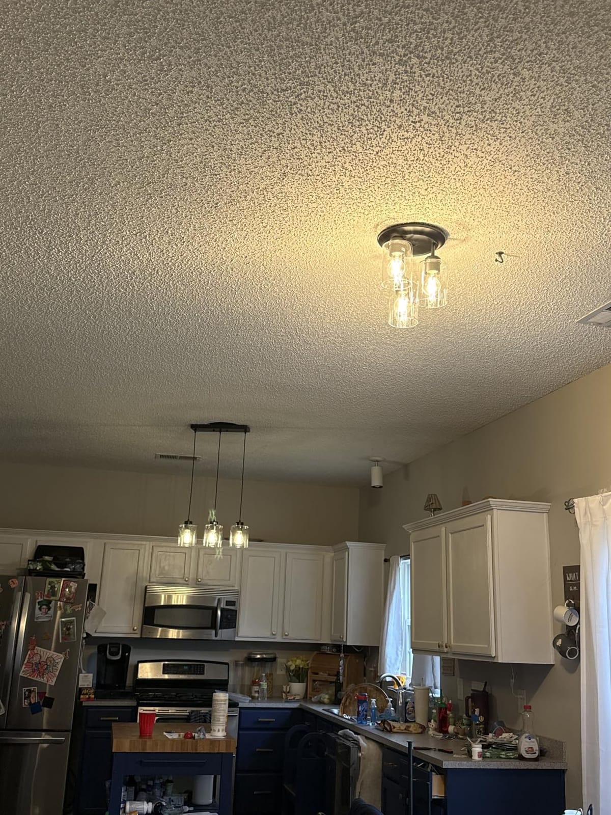 Kalium 3-Lights Semi Flush Mount Ceiling Light Fixture Black for Kitchen | Foyer/Entryway/Dining-Room/Hallway Farmhouse Industrial Home Decor Clear Glass Shade Hardwired E26 ETL-Listed 120V 60W Max customer photo 1