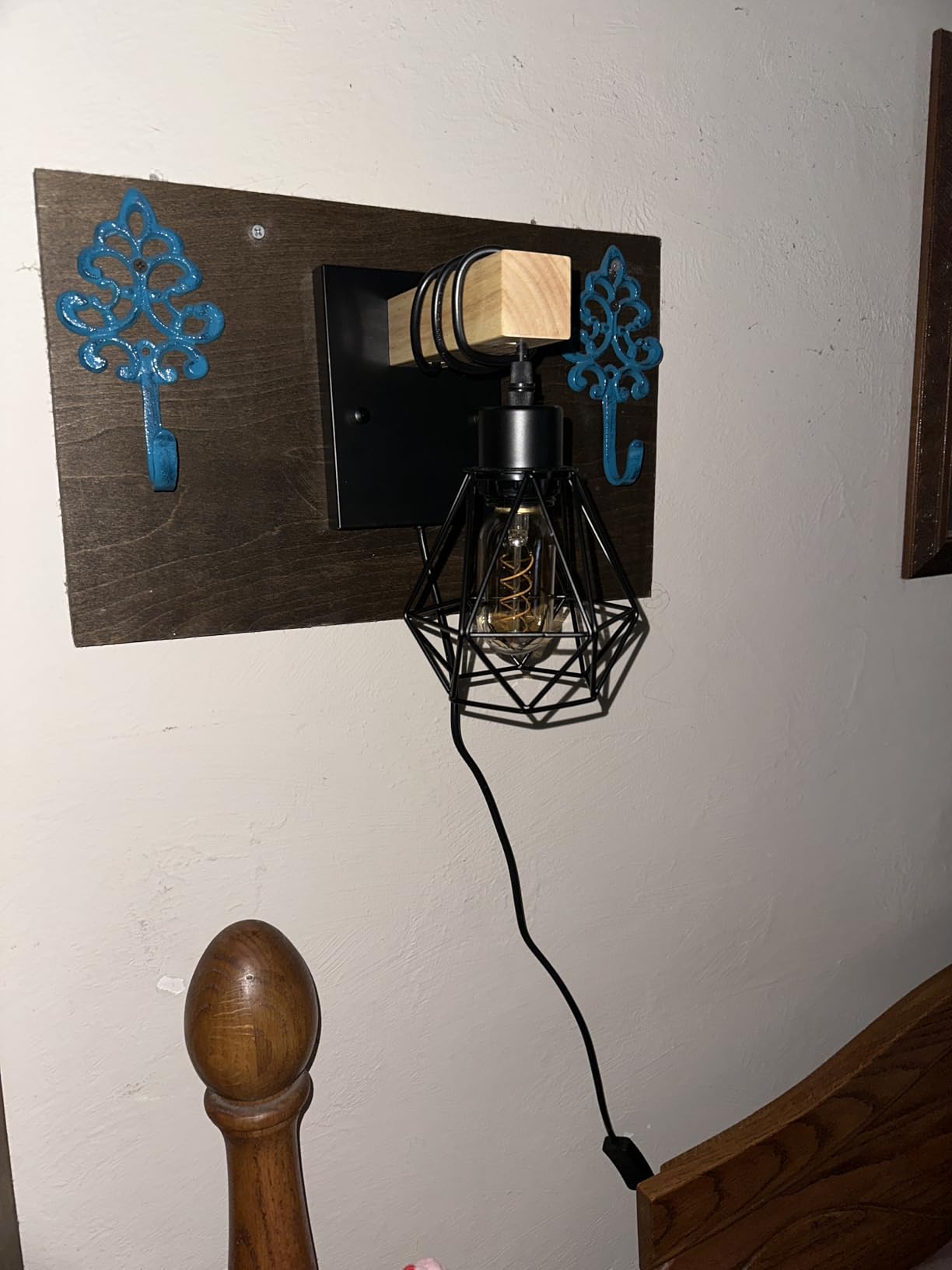 Lomoky Plug in Wall Sconces Set of Two, Vintage Wood Wall Lamps with Plug in Cord, Farmhouse Wall Light Fixture with 5.25FT On/Off Switch Cord, Indoor Sconces Lighting for Bedroom Living Room customer photo 2