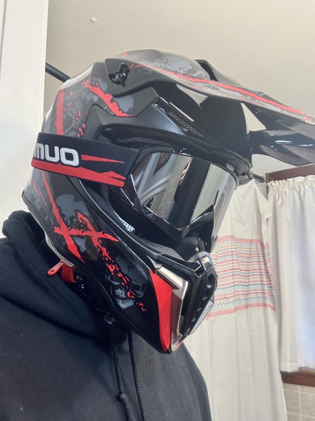 OUMURS Adult ATV Dirt Bike Helmet with Goggles Gloves & Mask Adjustable Sun Visor Motorcycle Adult Helmet Off-Road Motocross customer photo 1