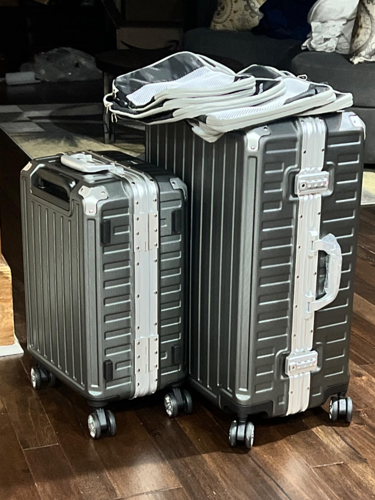 LUGGEX 2-Piece Zipperless Luggage Set, Aluminum Frame, Silver, 20