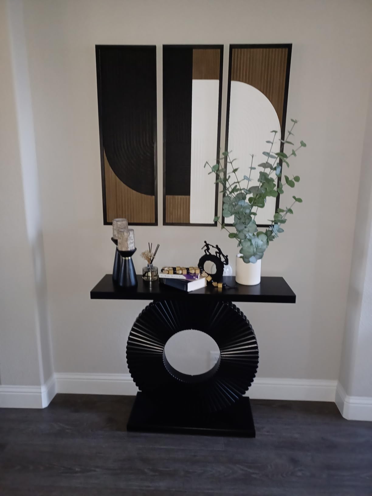 Tribesigns Modern Console Table with Geometric Base, 40 inch Wood Entryway Table Sofa Table Narrow Long, Contemporary Accent Table for Living Room, Entryway, Hallway, Black customer photo 2