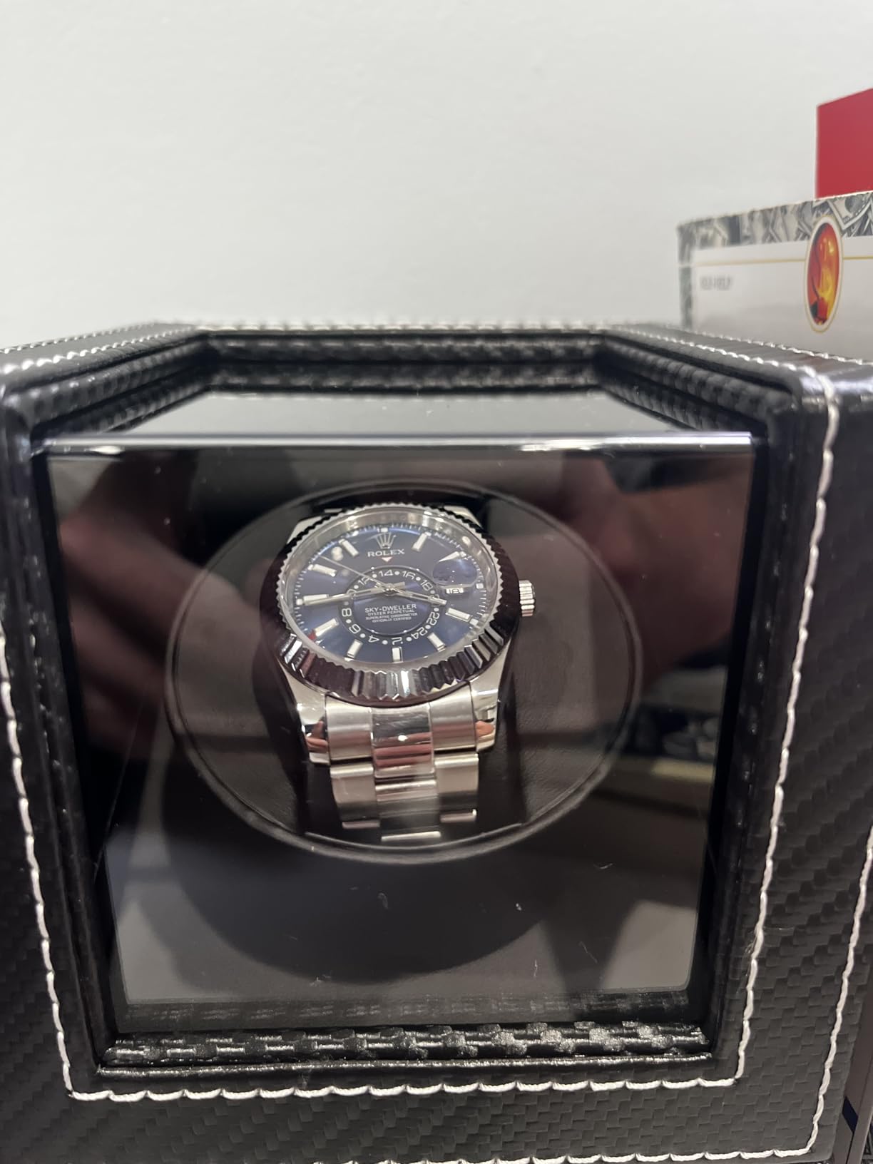Watch Winder for Automatic Watches: Automatic Single Watch Winder Box | Japanese Quiet Motor, Anti-Magnetic Design, USB-C or Battery Power, Adjustable Pillow, Black Carbon Fiber, Gift for Men customer photo 2