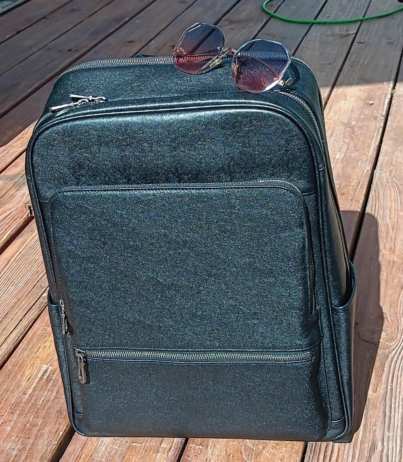Colins Keirs Large Black Leather Backpack for Men, 17
