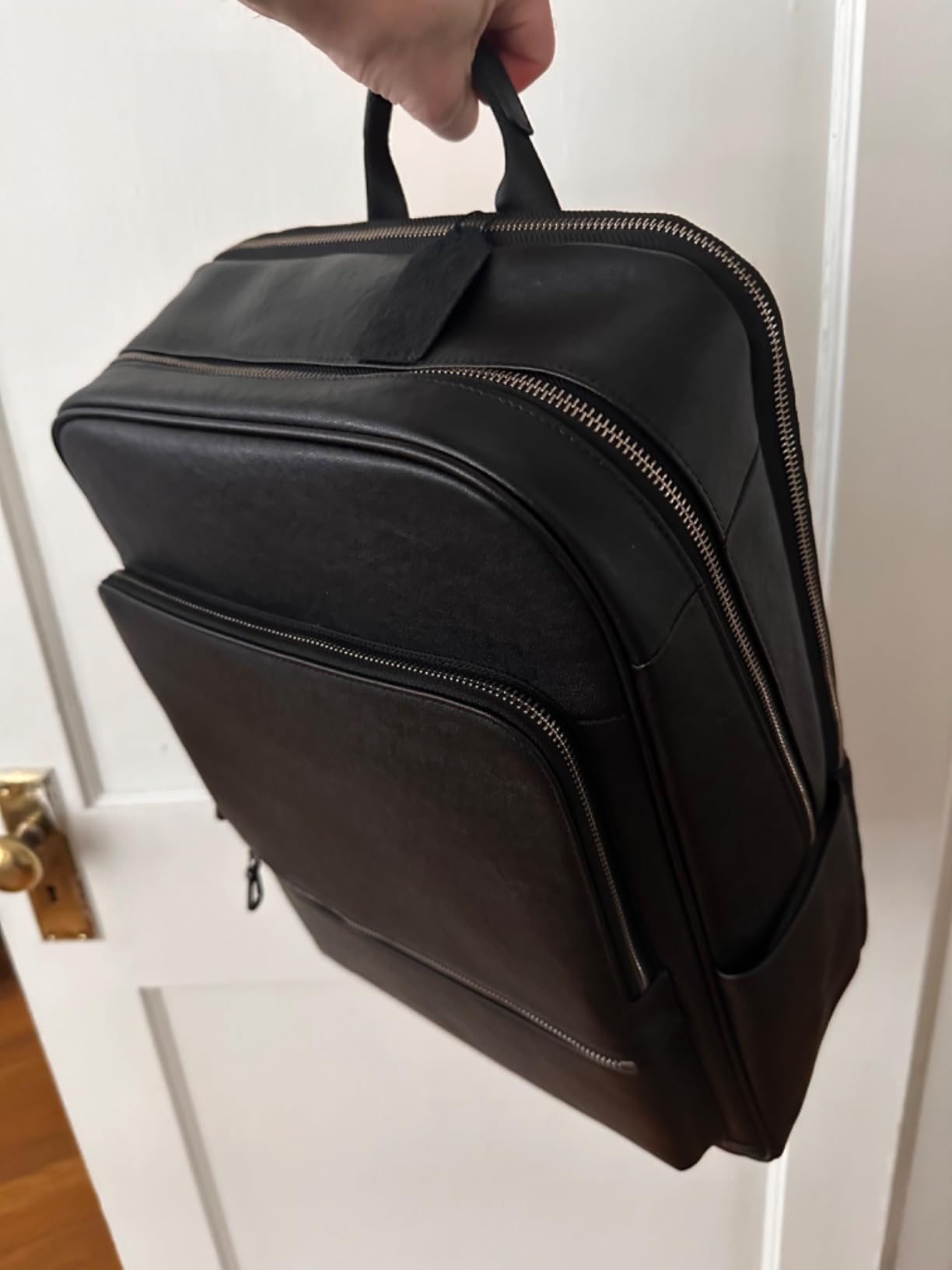 Colins Keirs Large Black Leather Backpack for Men, 17