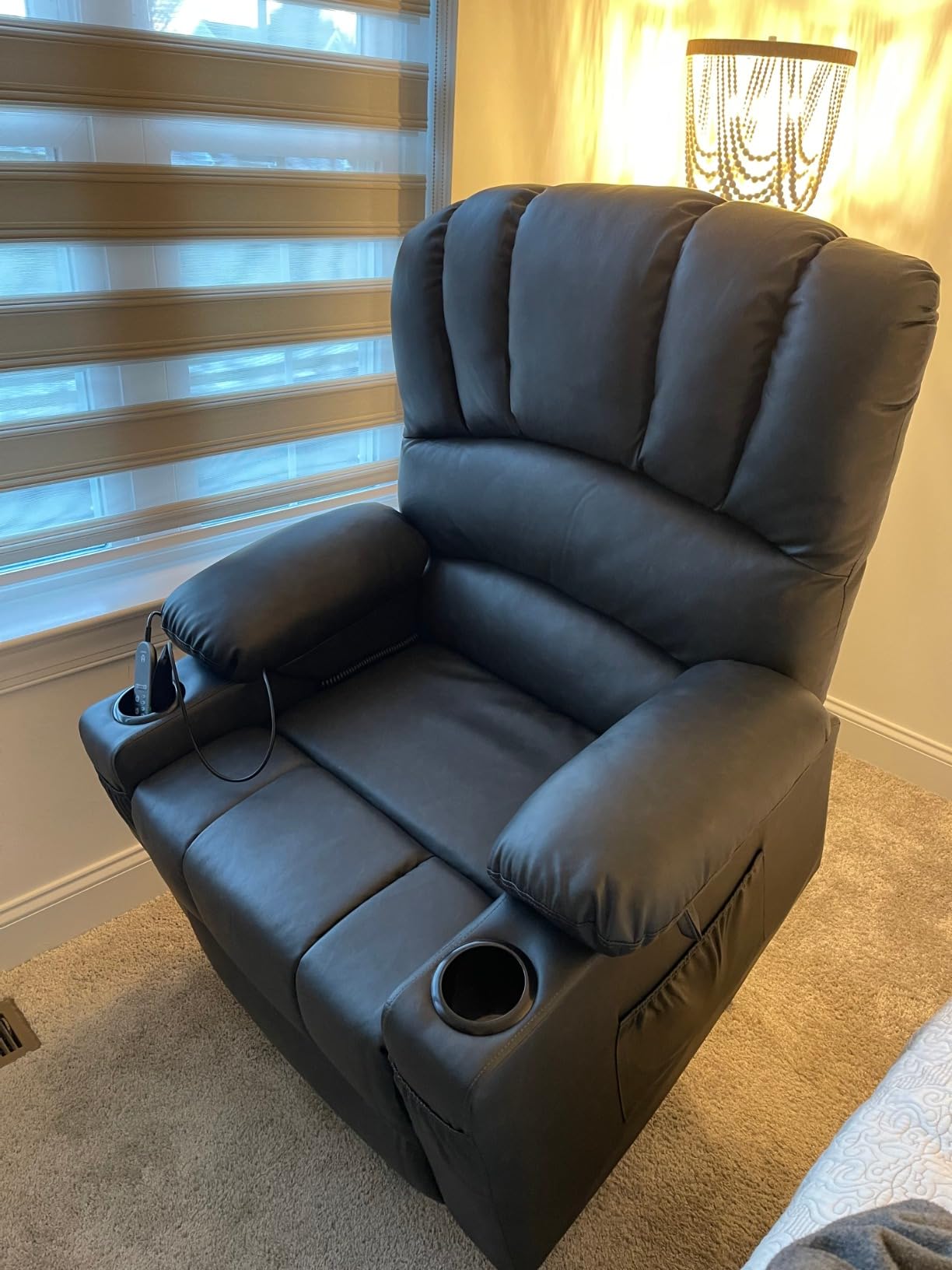 MCombo Oversized Power Lift Recliner Chair for Elderly, Lift Chair with Heat and Massage, Lift Recliner for Big and Tall, Cup Holders, USB &Type C Ports, Faux Leather R7092 (Dark Brown, Oversize) customer photo 1