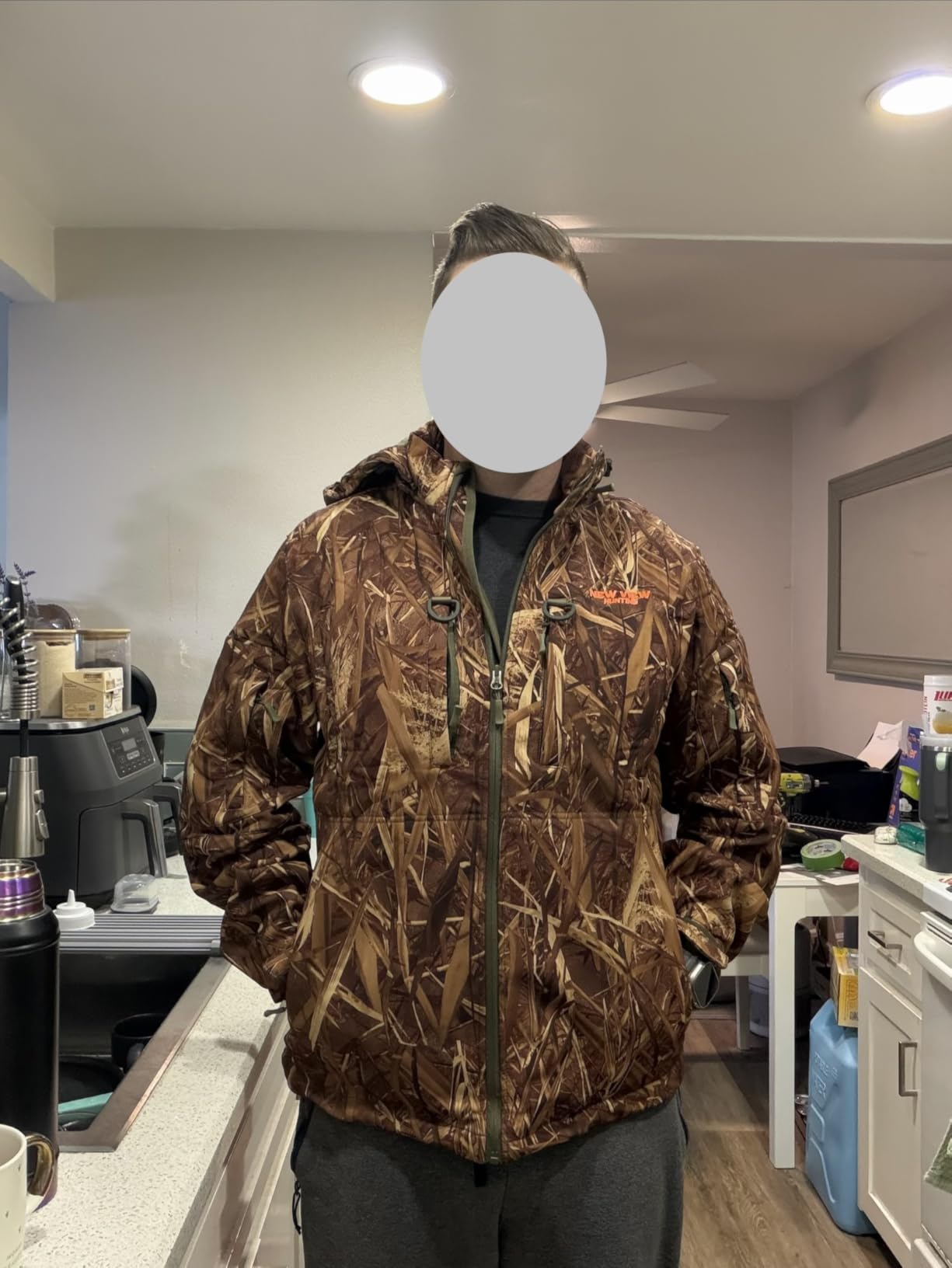 Camo Hunting Jackets for Men, Warm Fleece Lined Hunting Jacket with Hood, Quiet Water Resistant Hunting Clothes customer photo 1